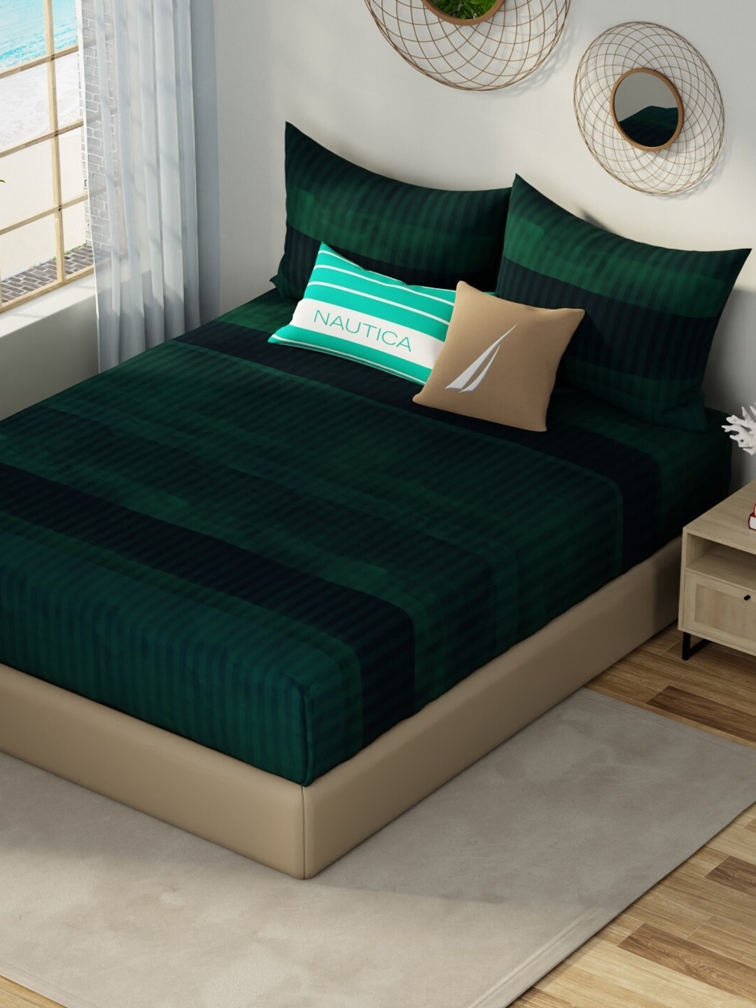Nautica Hampton Blue Printed Cotton 210 TC Fitted King Bedsheet with 2 Pillow Covers
Nautica Hampton Blue Printed Cotton 210 TC Fitted King Bedsheet with 2 Pillow Covers