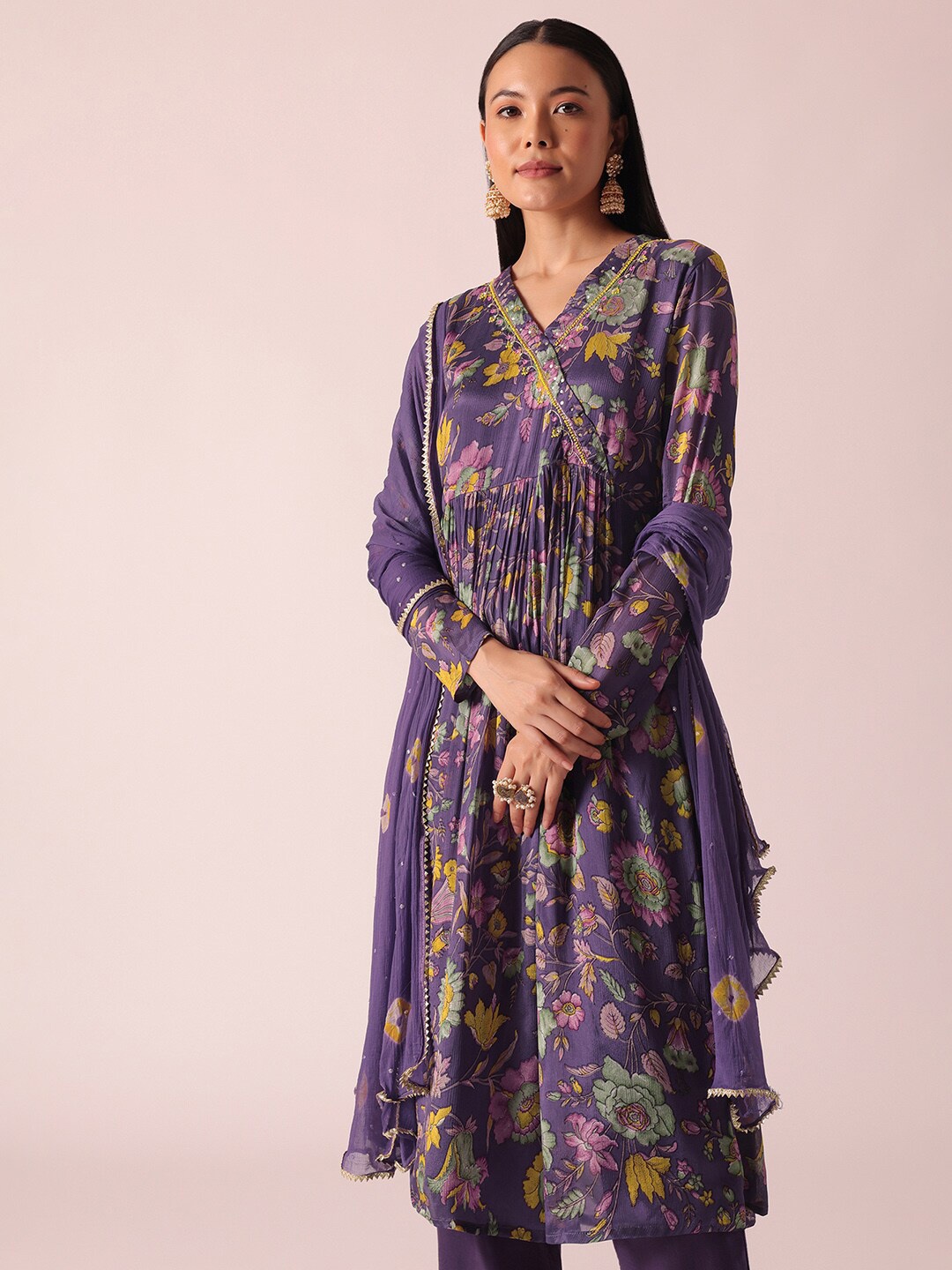 KALKI Fashion Floral Printed Angrakha Anarkali Kurta with Trousers & With Dupatta, Purple
KALKI Fashion Floral Printed Angrakha Anarkali Kurta with Trousers & With Dupatta, Purple