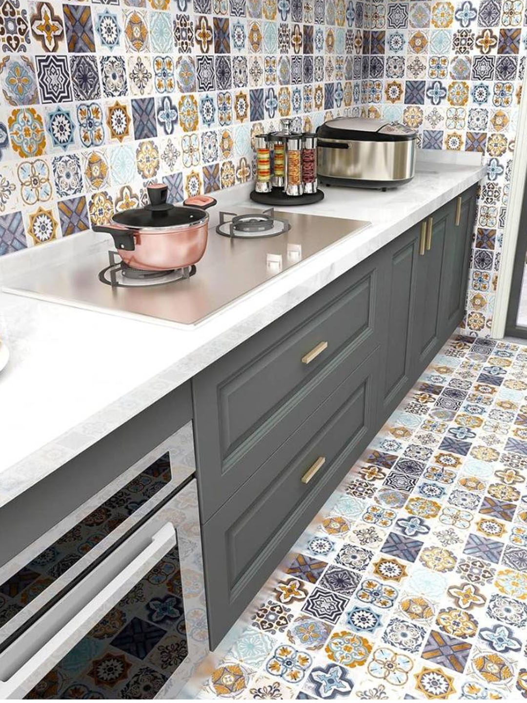 Jaamso Royals White & Grey Mosaic Design Square Kitchen Self Adhesive Kitchen Wallpaper
Jaamso Royals White & Grey Mosaic Design Square Kitchen Self Adhesive Kitchen Wallpaper