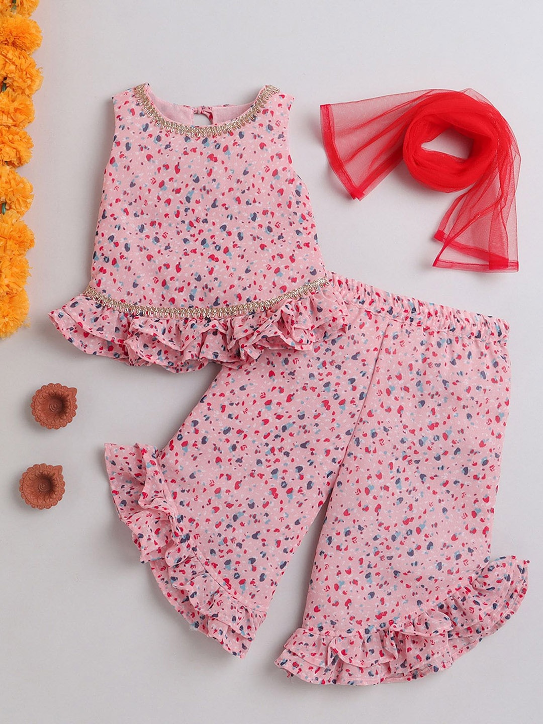 MANY FROCKS & Infant Girls Animal Printed Georgette Kurti with Palazzos & With Dupatta, Pink
MANY FROCKS & Infant Girls Animal Printed Georgette Kurti with Palazzos & With Dupatta, Pink