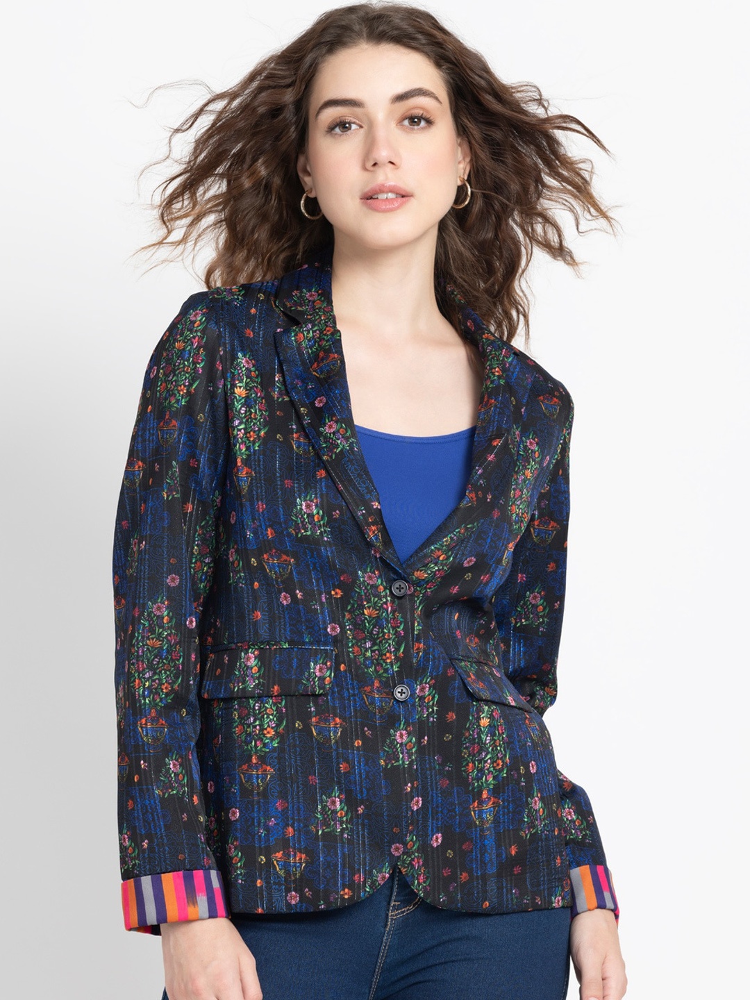Shaye Floral Printed Single-Breasted Notched Lapel Collar Casual Blazer, Blue
Shaye Floral Printed Single-Breasted Notched Lapel Collar Casual Blazer, Blue