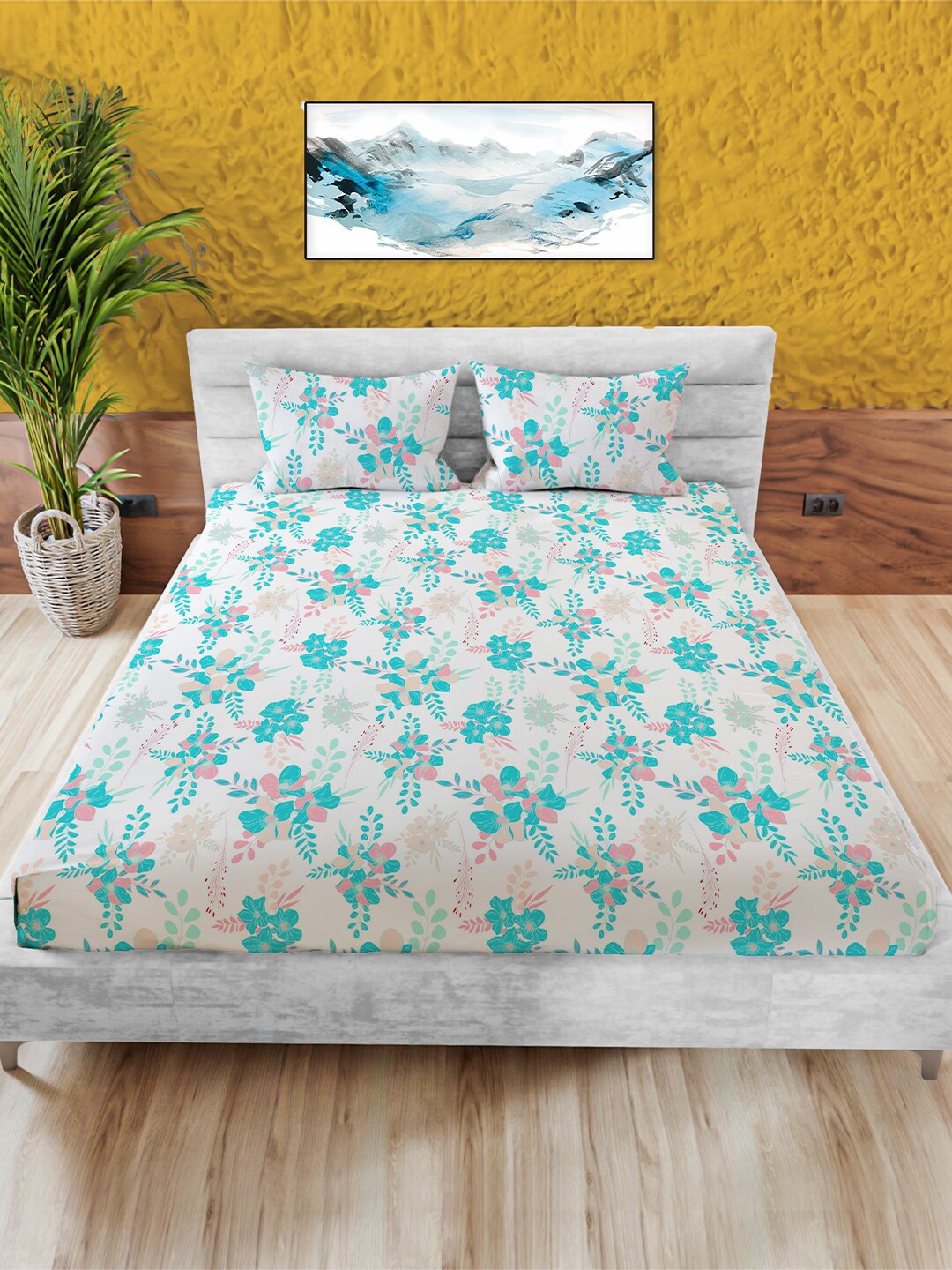 MAYFAIR HOMES LONDON Turquoise Blue Floral Cotton 180 TC King Bedsheet & 2 Pillow Covers
MAYFAIR HOMES LONDON Turquoise Blue Floral Cotton 180 TC King Bedsheet & 2 Pillow Covers