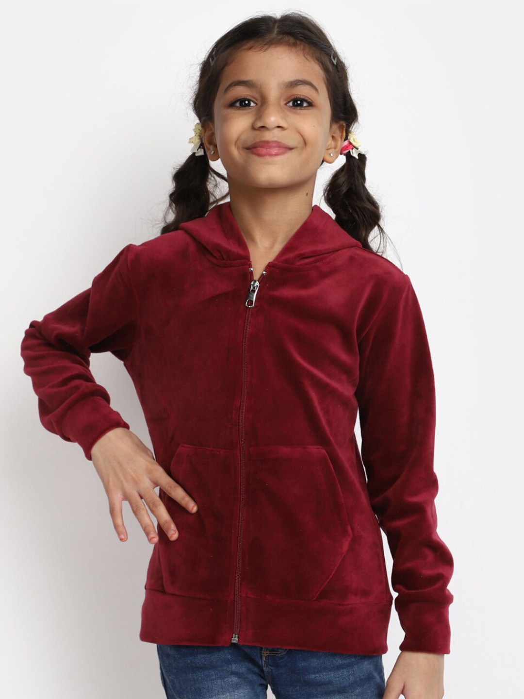 V-Mart Girls Hooded Front-Open Sweatshirt, Maroon
V-Mart Girls Hooded Front-Open Sweatshirt, Maroon