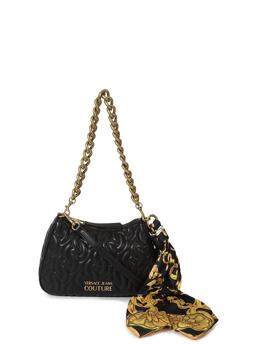 Versace Jeans Couture Textured Quilted Structured Hobo Bag with Scarf, Black
Versace Jeans Couture Textured Quilted Structured Hobo Bag with Scarf, Black