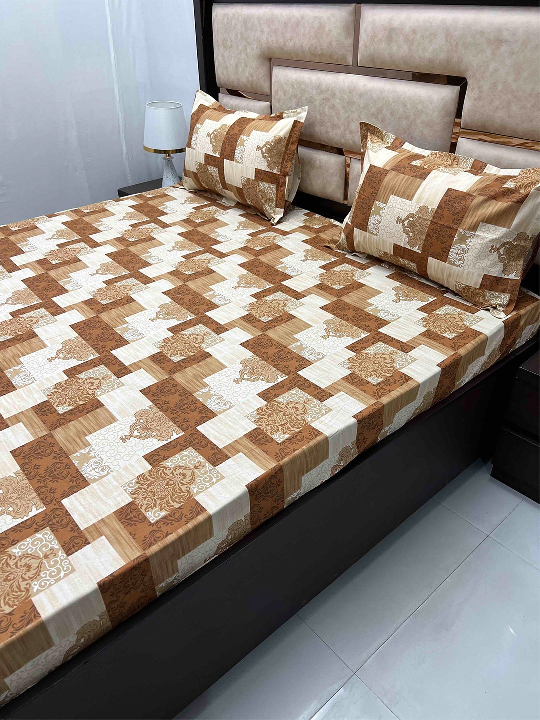 Pure Decor Brown & White Ethnic Motifs Cotton Fitted 260TC King Bedsheet & 2 Pillow Covers
Pure Decor Brown & White Ethnic Motifs Cotton Fitted 260TC King Bedsheet & 2 Pillow Covers