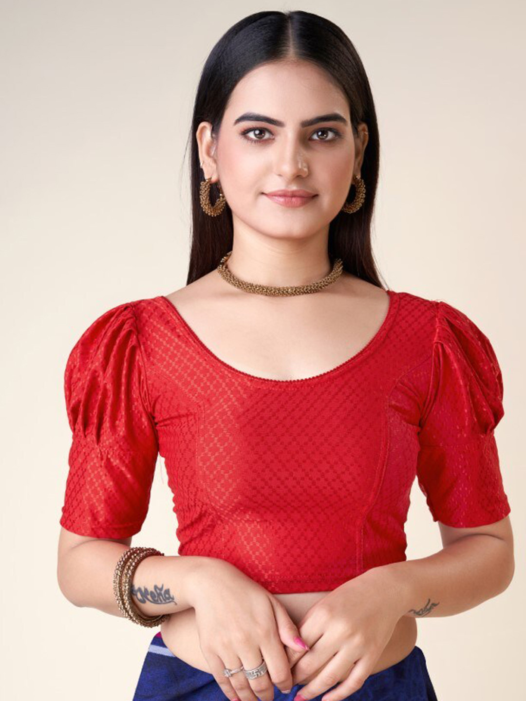 HIMRISE Self Design Puff Sleeves Ready To Wear Saree Blouse, Red
HIMRISE Self Design Puff Sleeves Ready To Wear Saree Blouse, Red