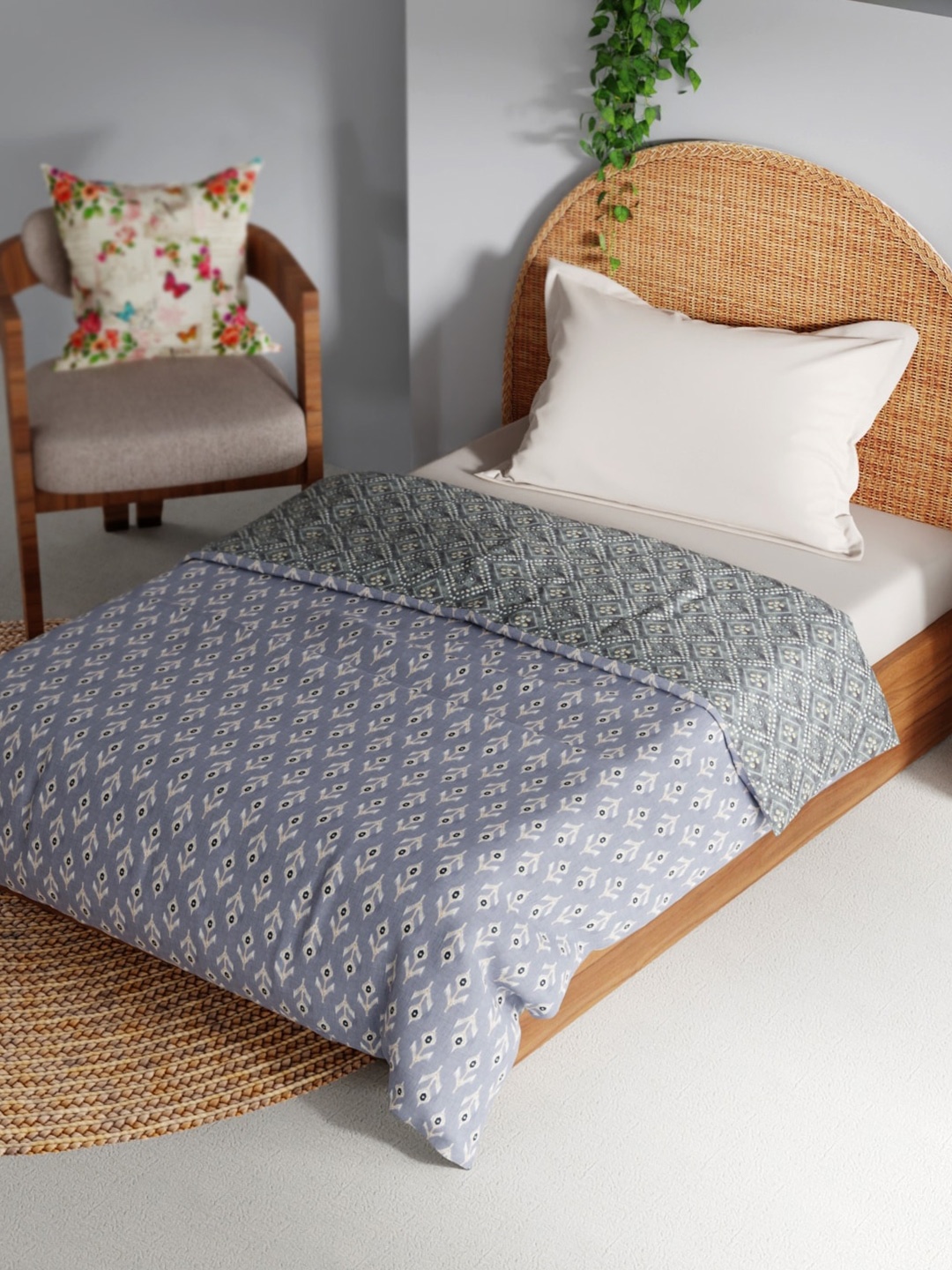 BIANCA Grey Floral Muslin AC Room 150 GSM Flannel Filling Reversible Single Bed Dohar
BIANCA Grey Floral Muslin AC Room 150 GSM Flannel Filling Reversible Single Bed Dohar