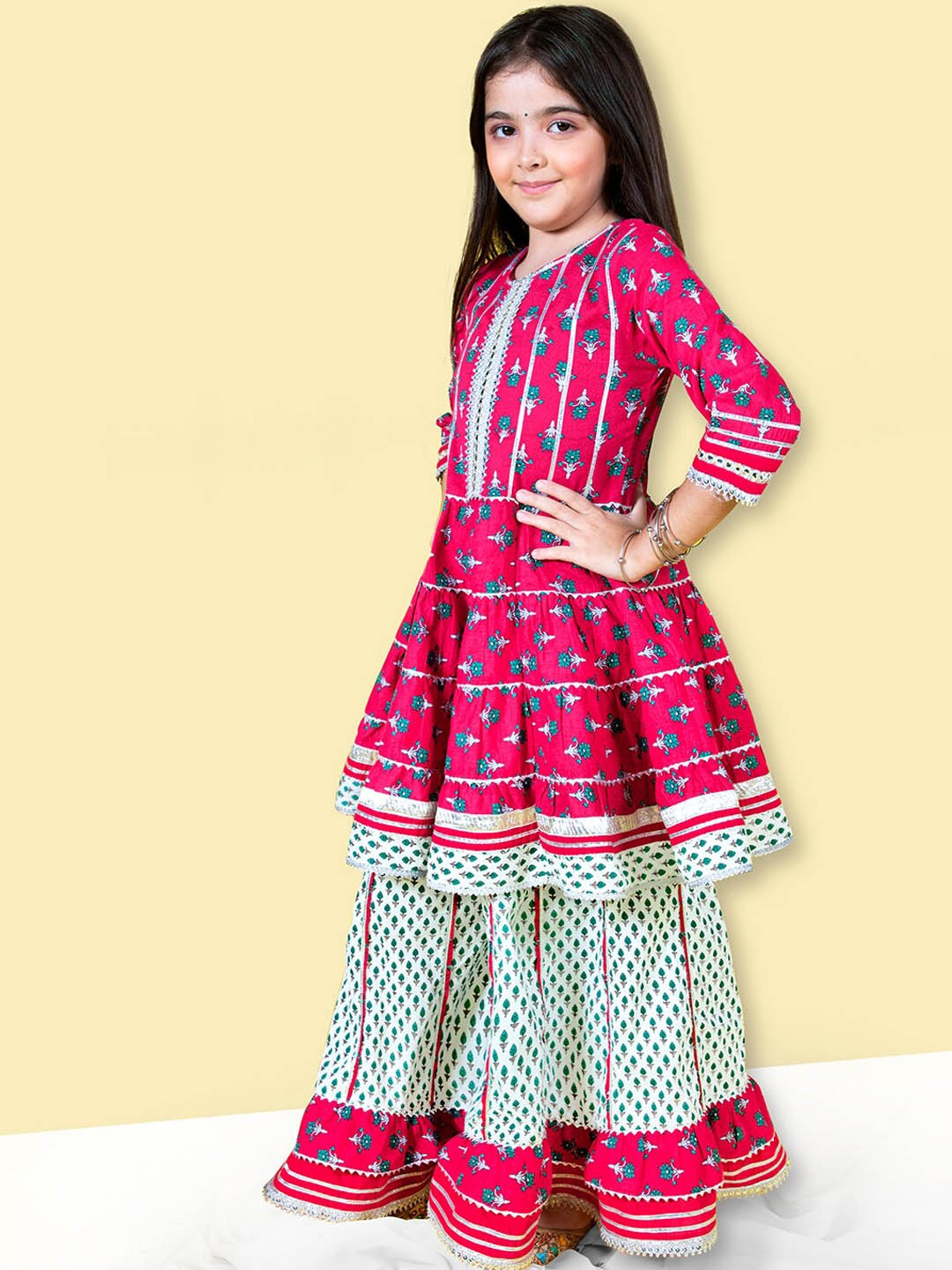 Naughty Ninos Girls Ethnic Motifs Printed A-Line Gotta Patti Kurta With Sharara, Fuchsia
Naughty Ninos Girls Ethnic Motifs Printed A-Line Gotta Patti Kurta With Sharara, Fuchsia