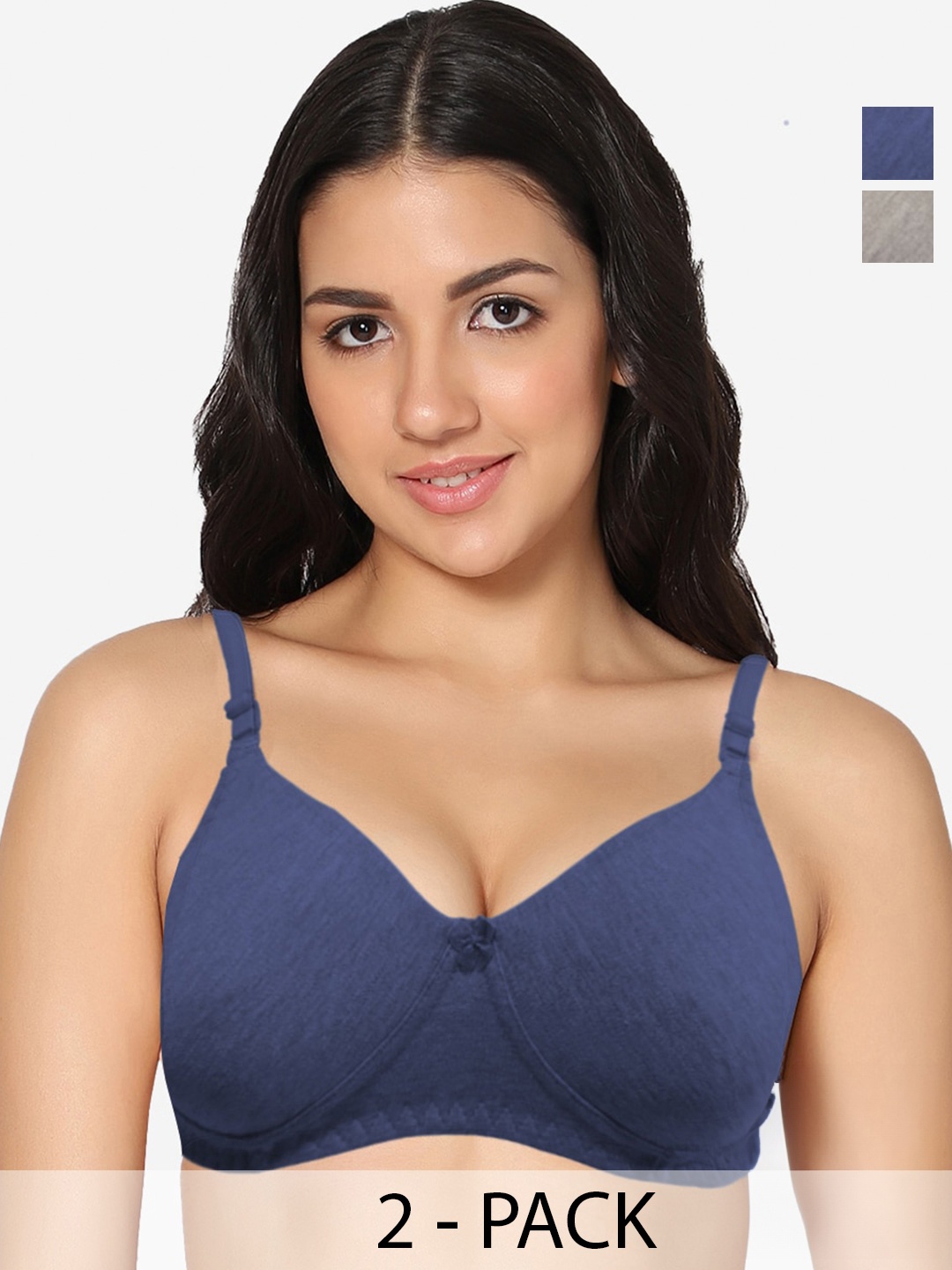 In Care Pack Of 2 Full Coverage Pure Cotton T-Shirt Bra With All Day Comfort, Navy blue
In Care Pack Of 2 Full Coverage Pure Cotton T-Shirt Bra With All Day Comfort, Navy blue