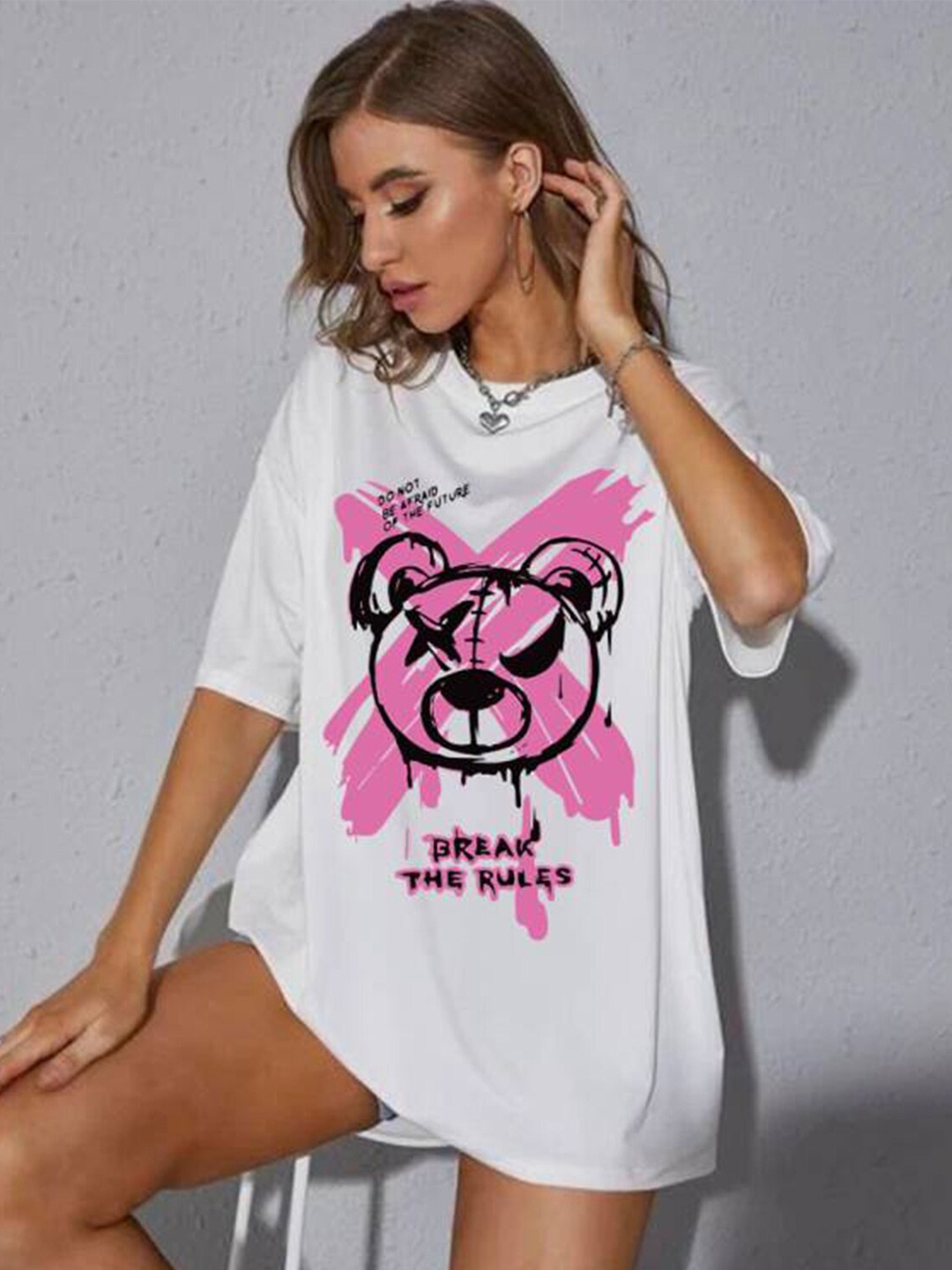 JUNEBERRY Graphic Printed Oversized Drop-Shoulder Sleevess Pure Cotton T-shirt, White
JUNEBERRY Graphic Printed Oversized Drop-Shoulder Sleevess Pure Cotton T-shirt, White