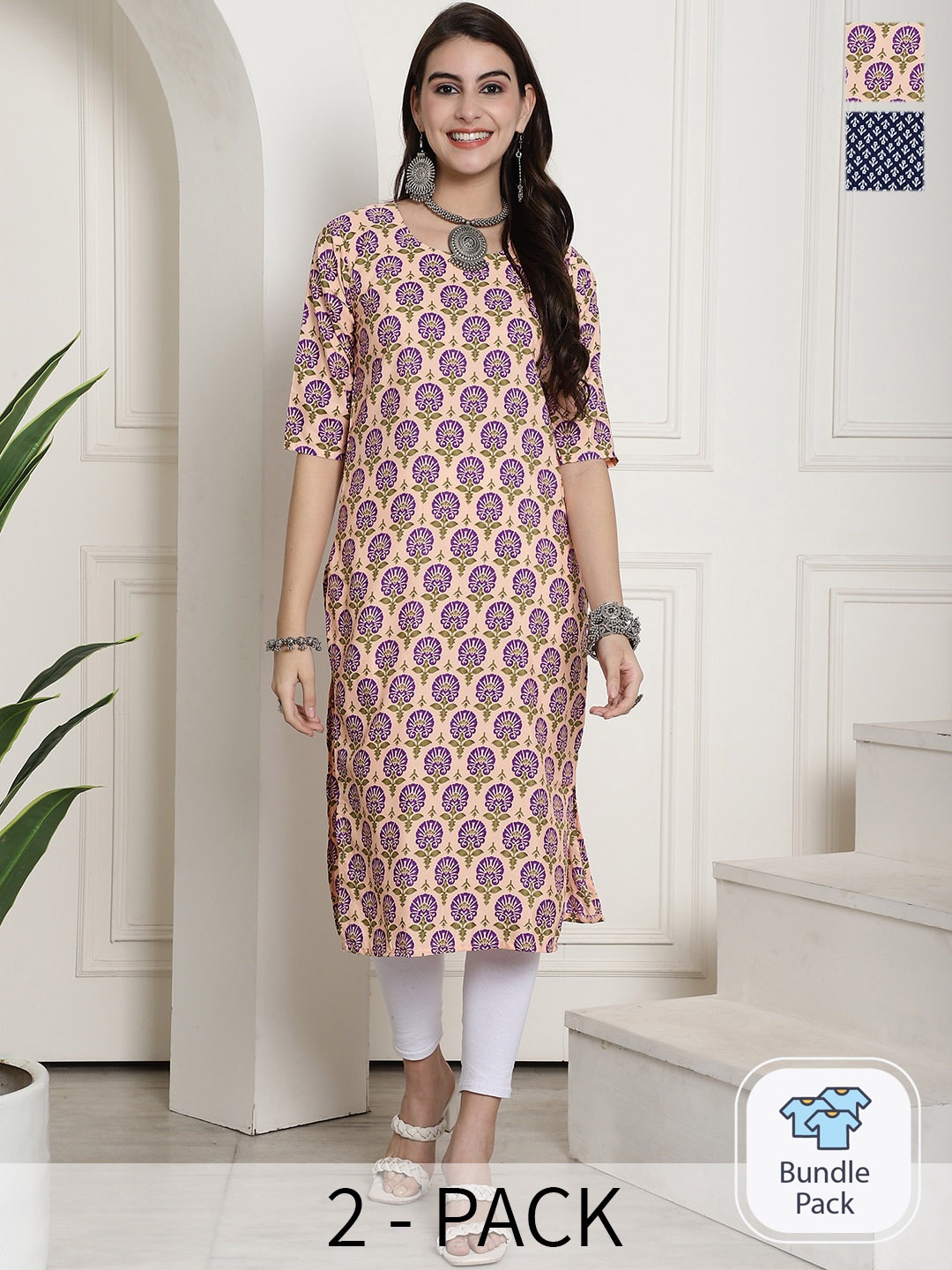 7Threads Selection Of 2 Ethnic Motifs Printed Round Neck Short Sleeves Crepe Straight Kurta, Pink
7Threads Selection Of 2 Ethnic Motifs Printed Round Neck Short Sleeves Crepe Straight Kurta, Pink