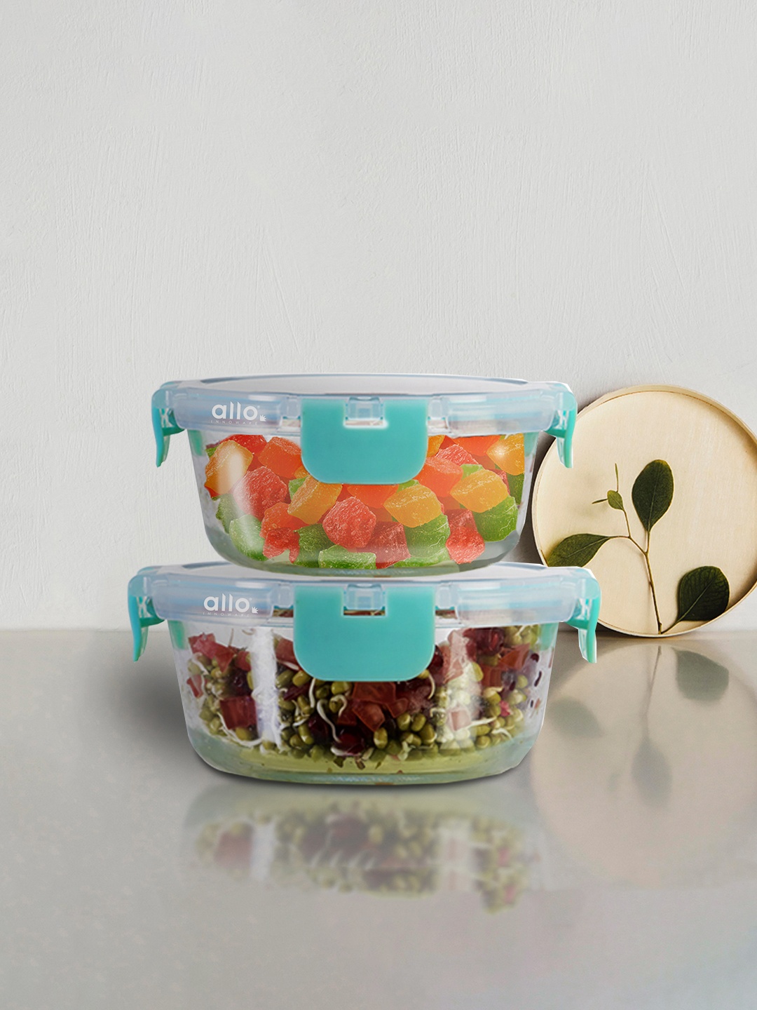 Allo FoodSafe 2pc Microwave Safe Fridge Storage Round Glass Containers-215ml & 390ml, Green
Allo FoodSafe 2pc Microwave Safe Fridge Storage Round Glass Containers-215ml & 390ml, Green