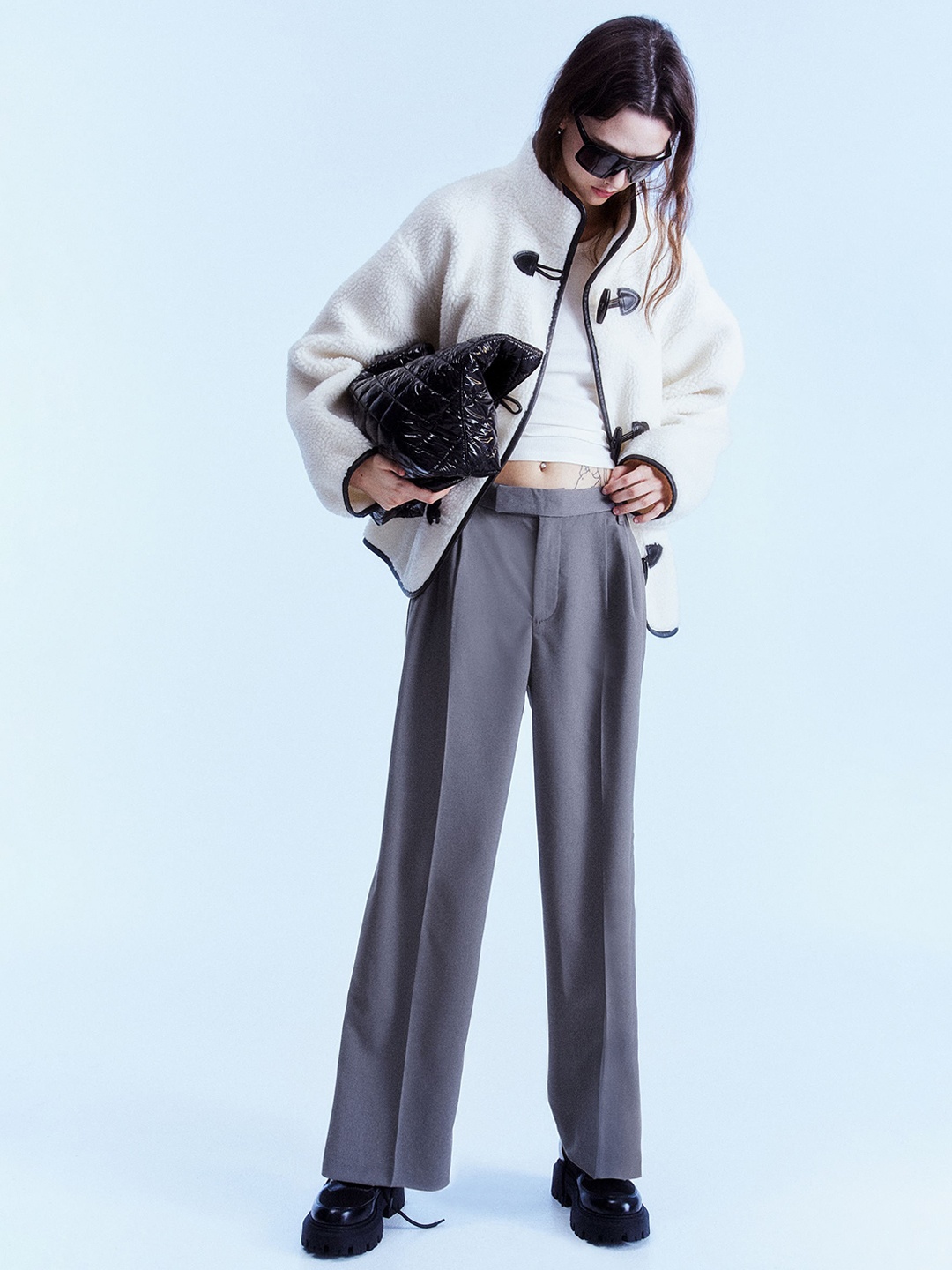 H&M Women Tailored Trousers, Grey