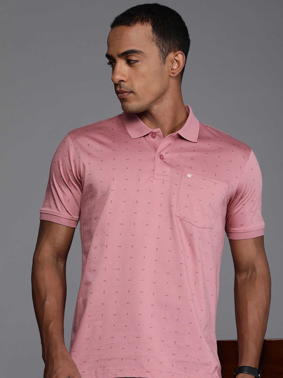 Louis Philippe Geometric Printed Polo Collar Pure Cotton T-shirt With Chest Pocket, Rose
Louis Philippe Geometric Printed Polo Collar Pure Cotton T-shirt With Chest Pocket, Rose