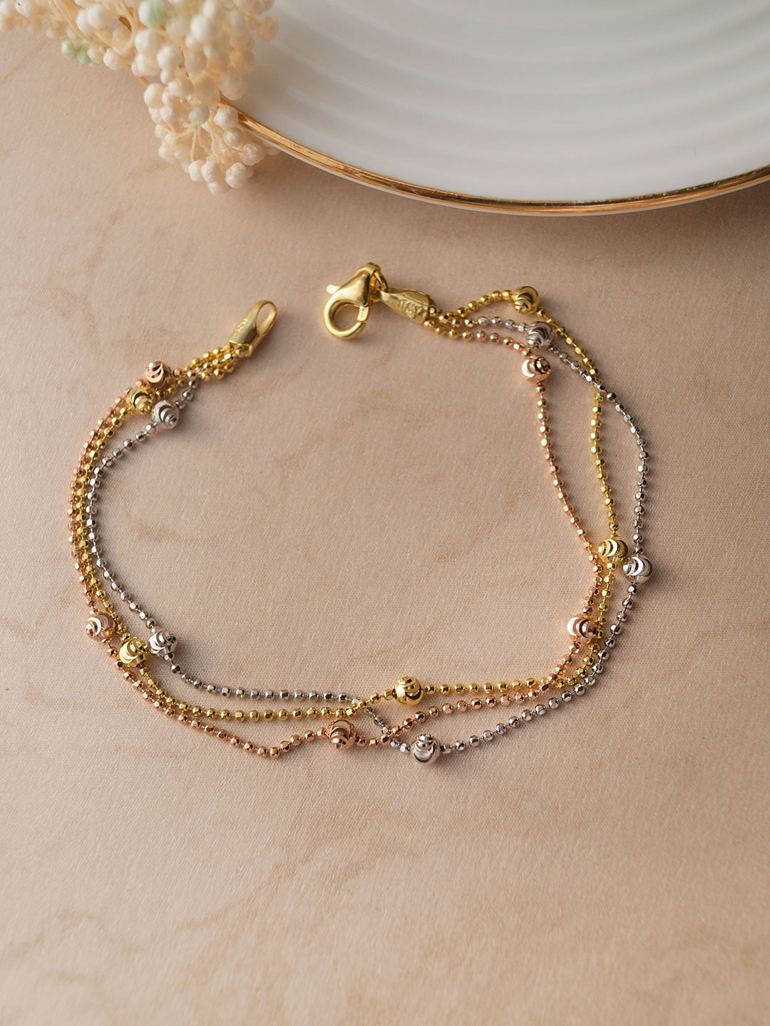 MANNASH 3 Tone 3 layer Cutting Balls Sterling Silver Rhodium Plated Link Bracelet, Gold
MANNASH 3 Tone 3 layer Cutting Balls Sterling Silver Rhodium Plated Link Bracelet, Gold