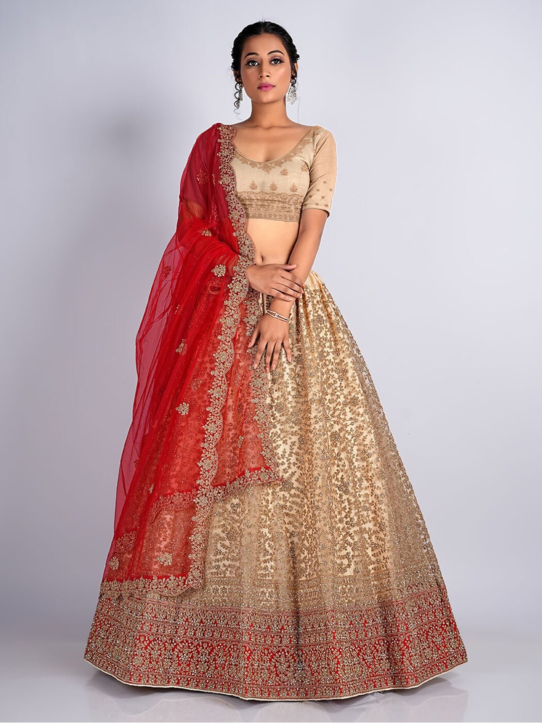 HALFSAREE STUDIO Red & Embroidered Semi-Stitched Lehenga & Unstitched Blouse With Dupatta
HALFSAREE STUDIO Red & Embroidered Semi-Stitched Lehenga & Unstitched Blouse With Dupatta