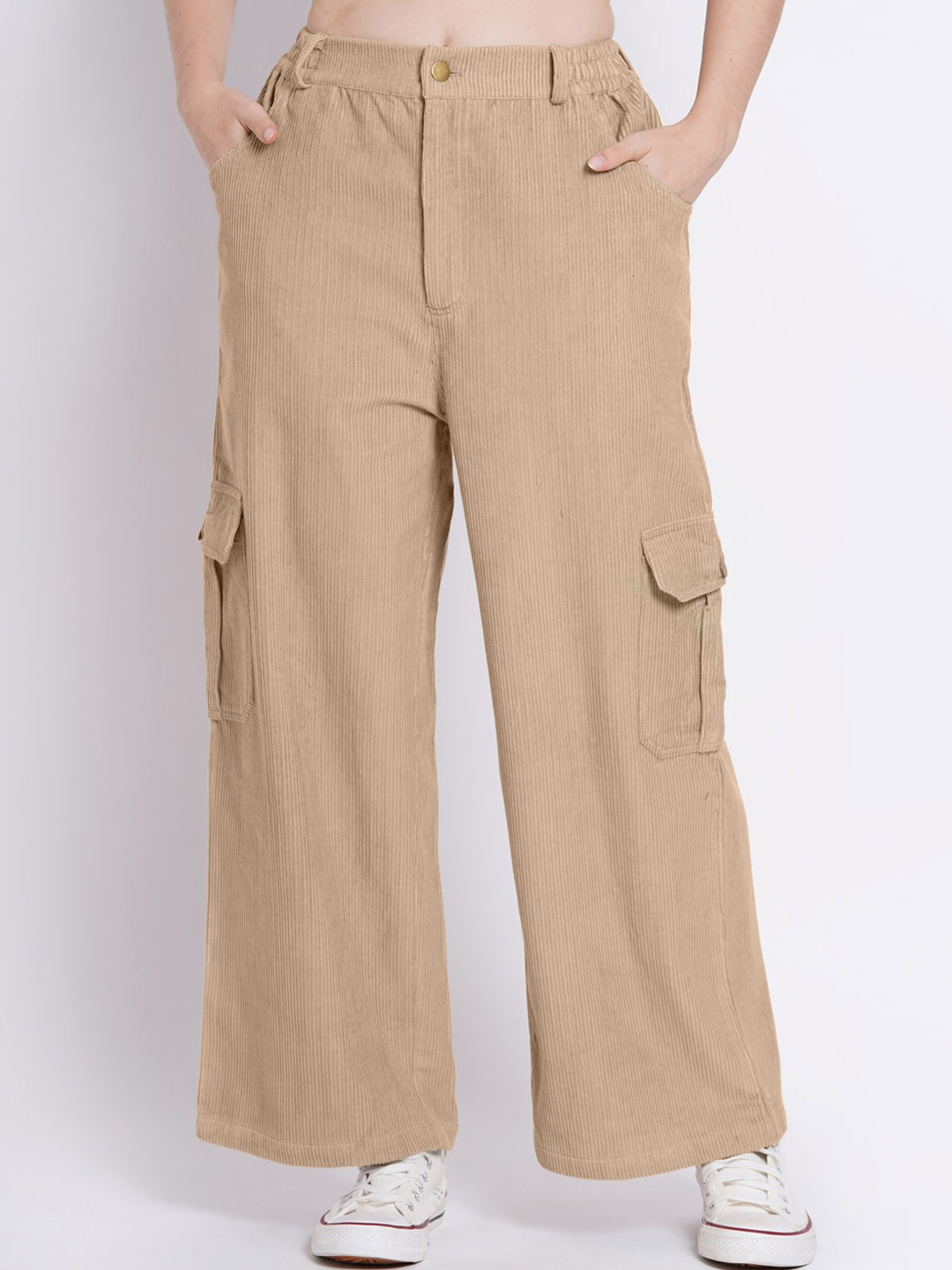 SUMAVI-FASHION Women Straight Fit Corduroy Pure Cotton Cargos Trousers, Peach
SUMAVI-FASHION Women Straight Fit Corduroy Pure Cotton Cargos Trousers, Peach