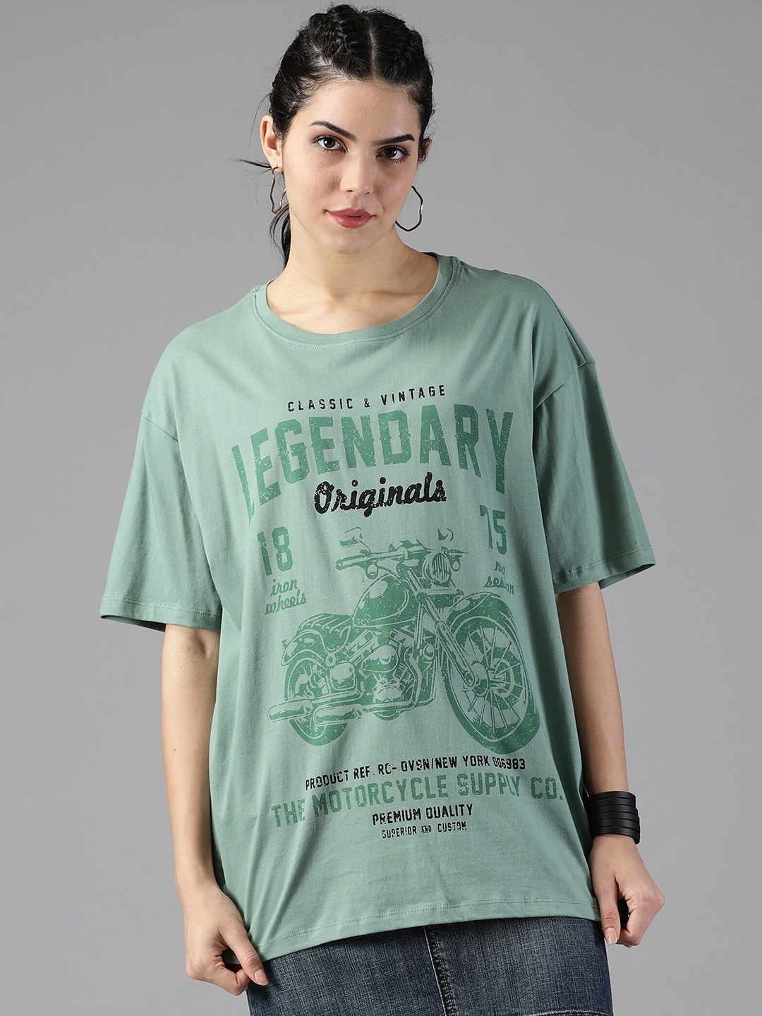 The Roadster Life Co. Green Typography Printed Pure Cotton Longline Oversized T-shirt
The Roadster Life Co. Green Typography Printed Pure Cotton Longline Oversized T-shirt