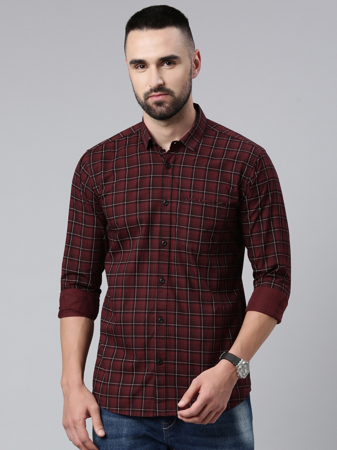 Majestic Man Men Comfort Slim Fit Grid Tattersall Checked Cotton Casual Shirt, Maroon
Majestic Man Men Comfort Slim Fit Grid Tattersall Checked Cotton Casual Shirt, Maroon