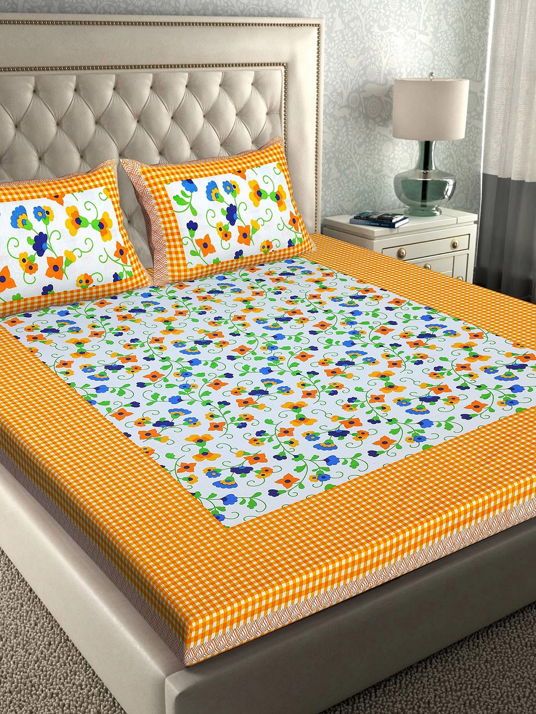 Rajasthanikart Yellow & White Floral Cotton 110 TC Queen Bedsheet with 2 Pillow Covers
Rajasthanikart Yellow & White Floral Cotton 110 TC Queen Bedsheet with 2 Pillow Covers