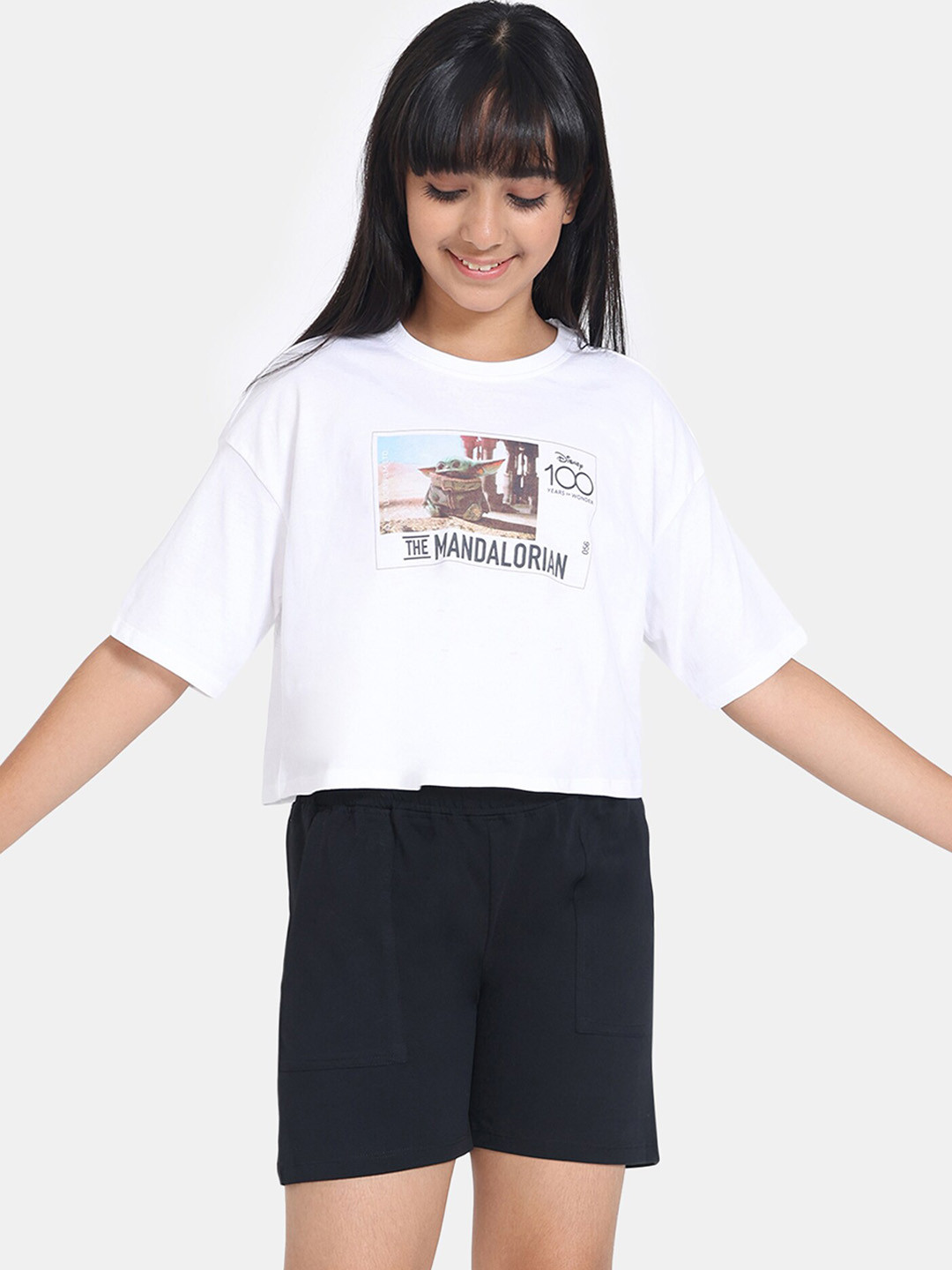 Zivame Girls The Mandalorian Printed T-shirt With Shorts, Black 
Zivame Girls The Mandalorian Printed T-shirt With Shorts, Black