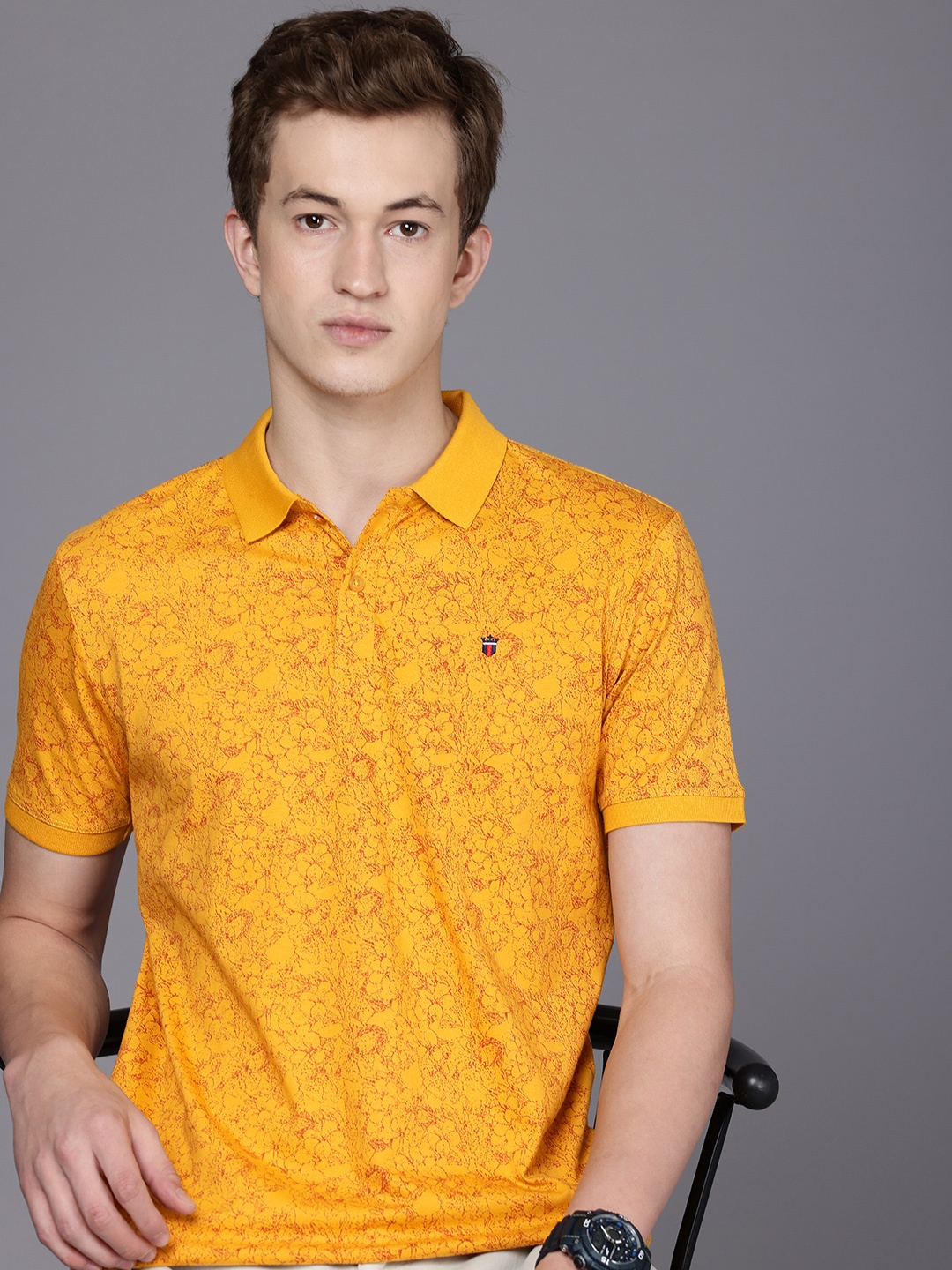 Louis Philippe Jeans Floral Printed Polo Collar Pure Cotton Slim Fit T-shirt, Yellow
Louis Philippe Jeans Floral Printed Polo Collar Pure Cotton Slim Fit T-shirt, Yellow