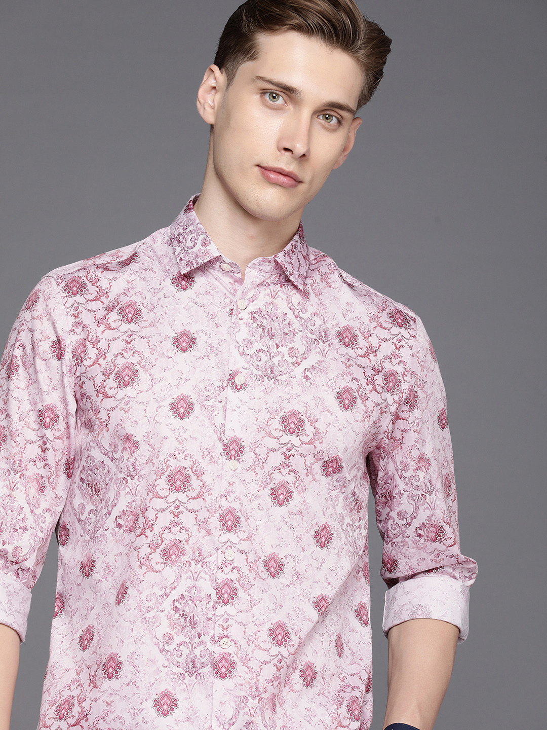 Louis Philippe Sport Pure Cotton Classic Fit Ethnic Motifs Printed Casual Shirt, Pink 
Louis Philippe Sport Pure Cotton Classic Fit Ethnic Motifs Printed Casual Shirt, Pink