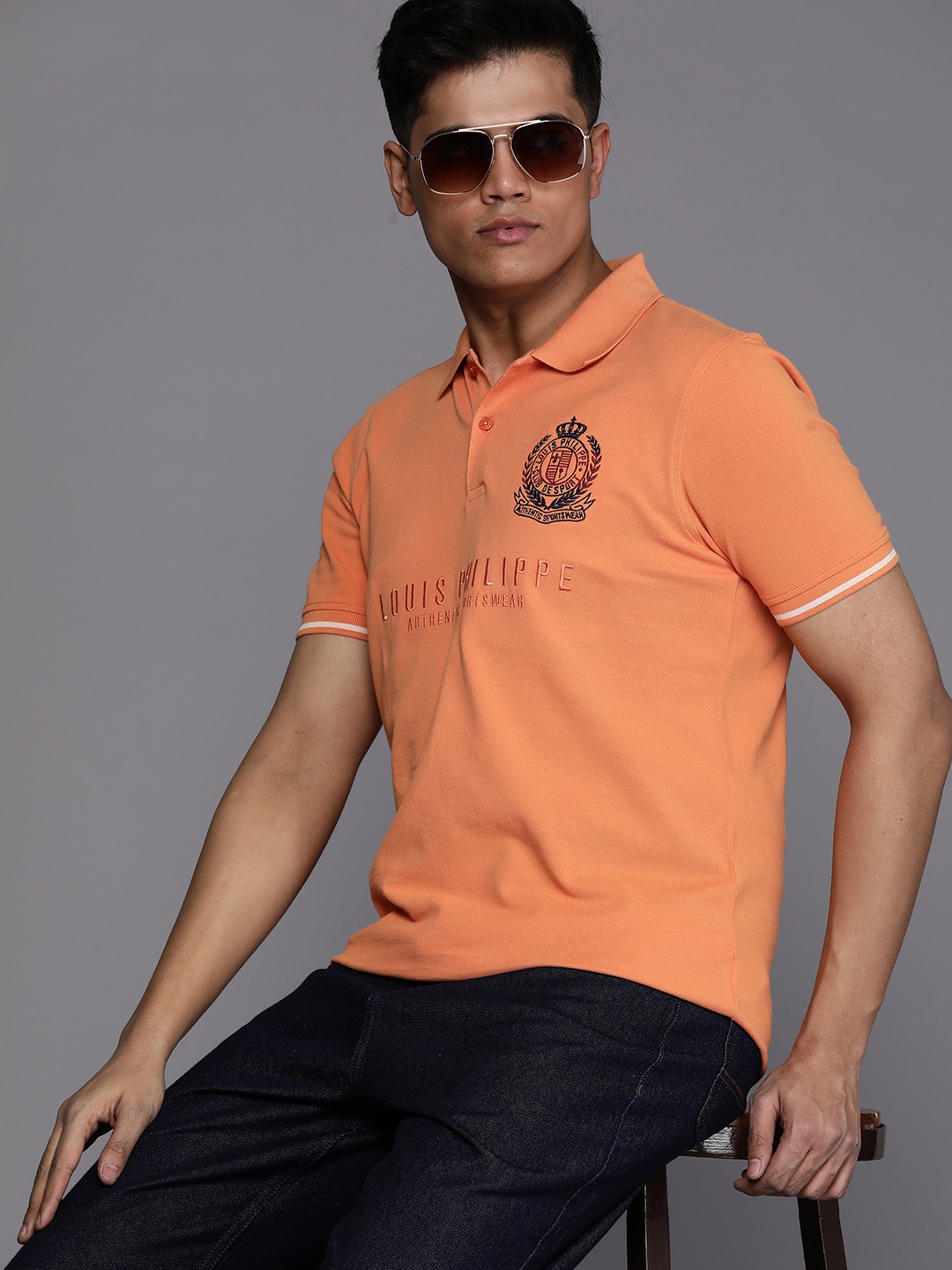 Louis Philippe Sport Embroidered Polo Collar Pure Cotton Slim Fit T-shirt, Orange
Louis Philippe Sport Embroidered Polo Collar Pure Cotton Slim Fit T-shirt, Orange