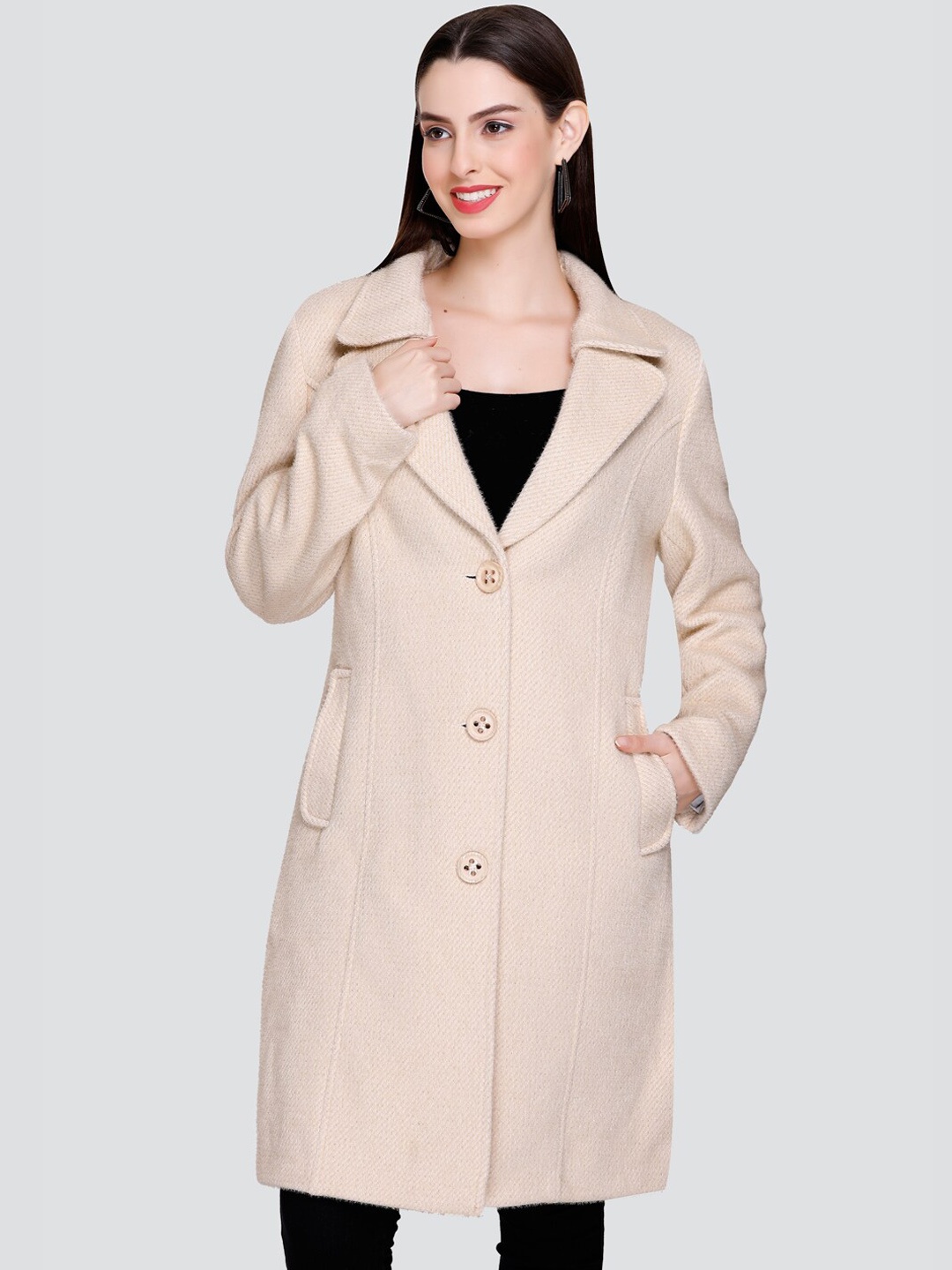 Winter Wonders Single-Breasted Notched Lapel Collar Longline Acrylic Overcoat, Beige
Winter Wonders Single-Breasted Notched Lapel Collar Longline Acrylic Overcoat, Beige