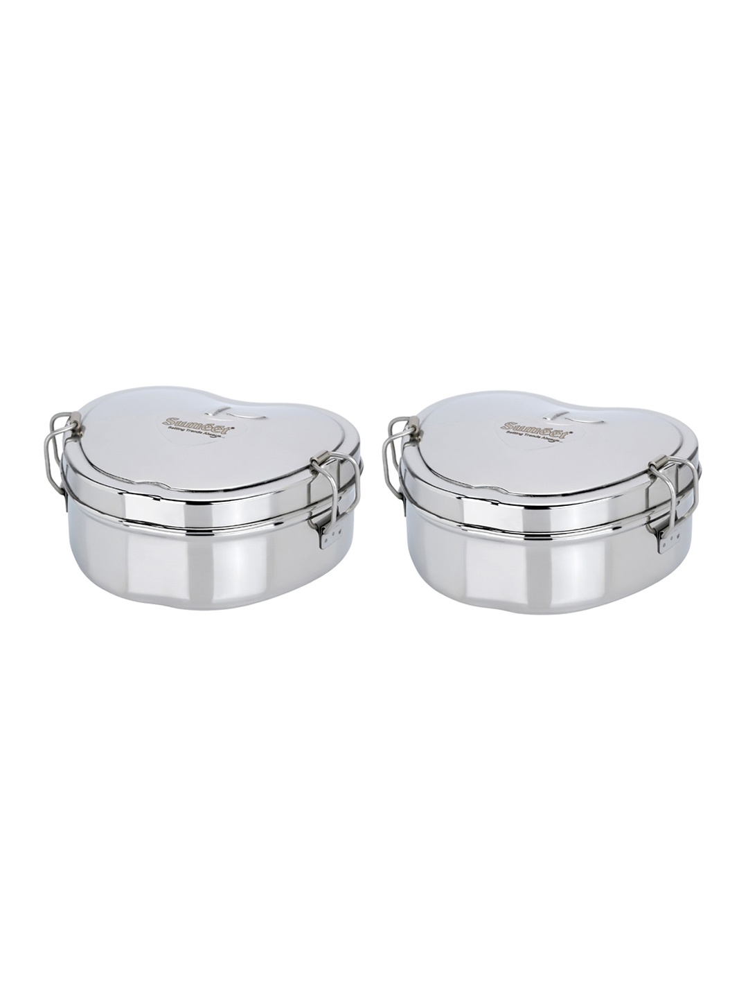 Sumeet 2 Pieces Stainless Steel Apple Lunch Box with Separator Plate & Locking Clip 650 ml, Silver
Sumeet 2 Pieces Stainless Steel Apple Lunch Box with Separator Plate & Locking Clip 650 ml, Silver