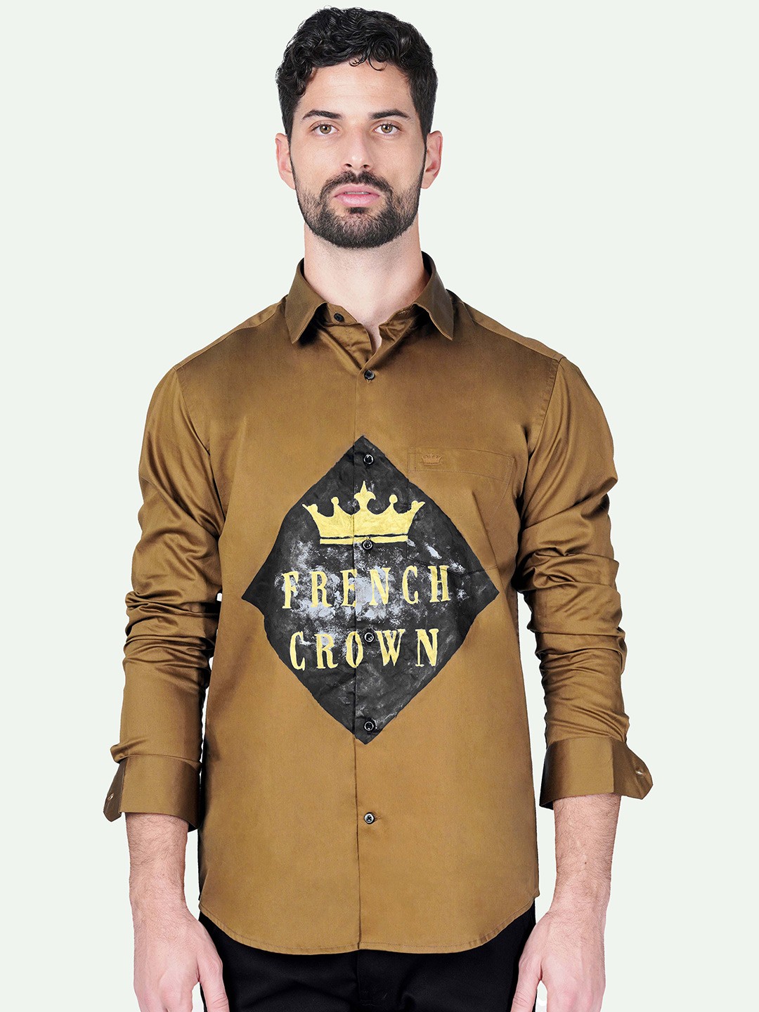 FRENCH CROWN Standard Typography Printed Hand Painted Cotton Casual Shirt, Brown
FRENCH CROWN Standard Typography Printed Hand Painted Cotton Casual Shirt, Brown