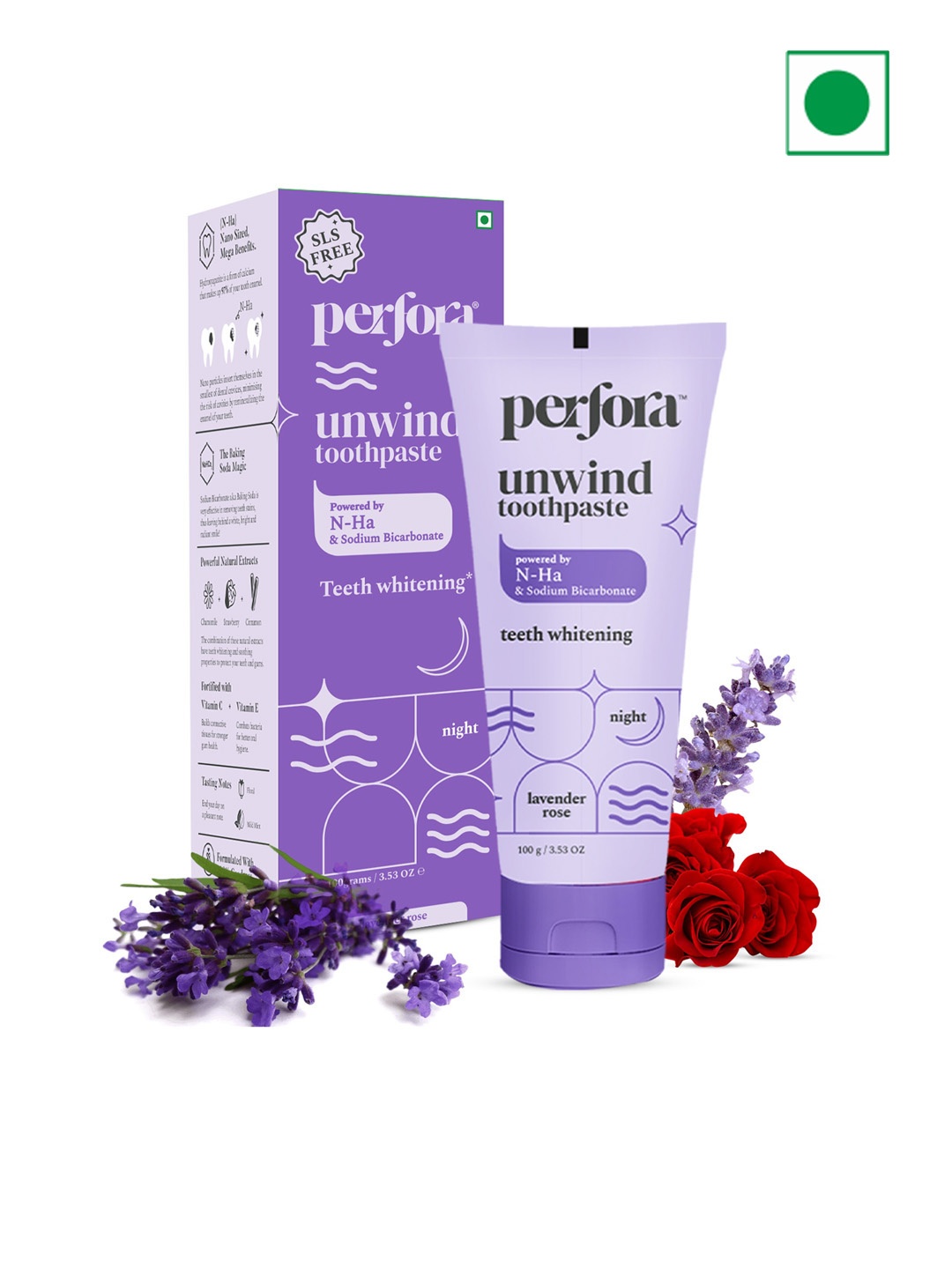 Perfora Unwind With Lavender Rose Night Toothpaste - 100g, Purple