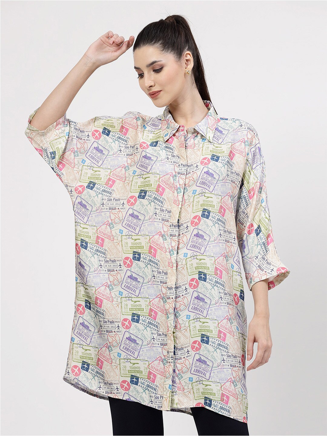 OFFICE & YOU Classic Oversized Typography Printed Modal Satin Longline Casual Shirt, White
OFFICE & YOU Classic Oversized Typography Printed Modal Satin Longline Casual Shirt, White