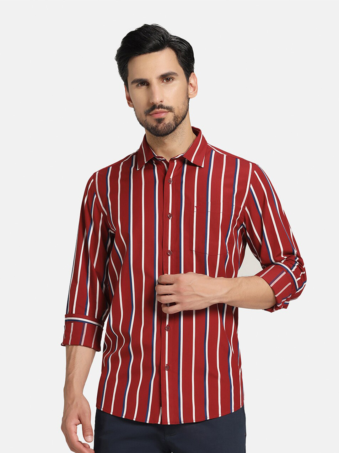Blackberrys India Slim Fit Vertical Striped Cotton Casual Shirt, Red 
Blackberrys India Slim Fit Vertical Striped Cotton Casual Shirt, Red