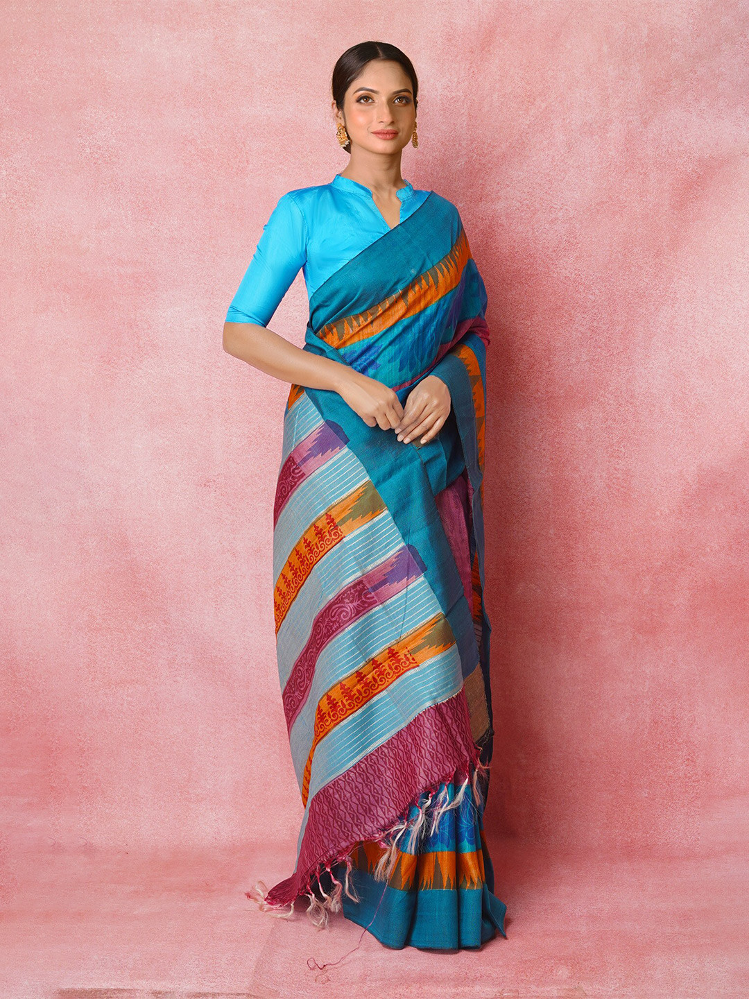 Unnati Silks Ethnic Motifs Printed Pure Silk Handloom Tussar Saree, Pink
Unnati Silks Ethnic Motifs Printed Pure Silk Handloom Tussar Saree, Pink