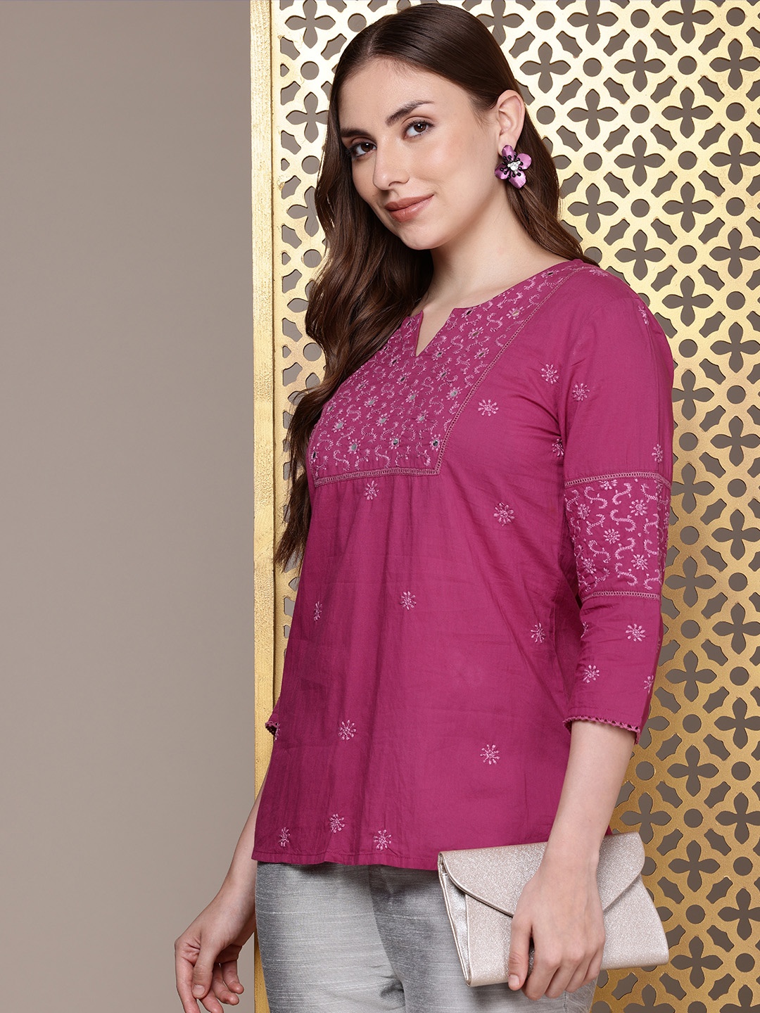 House of Pataudi Pure Cotton Ethnic Motifs Embroidered Mirror Work Jashn Kurti, Pink
House of Pataudi Pure Cotton Ethnic Motifs Embroidered Mirror Work Jashn Kurti, Pink