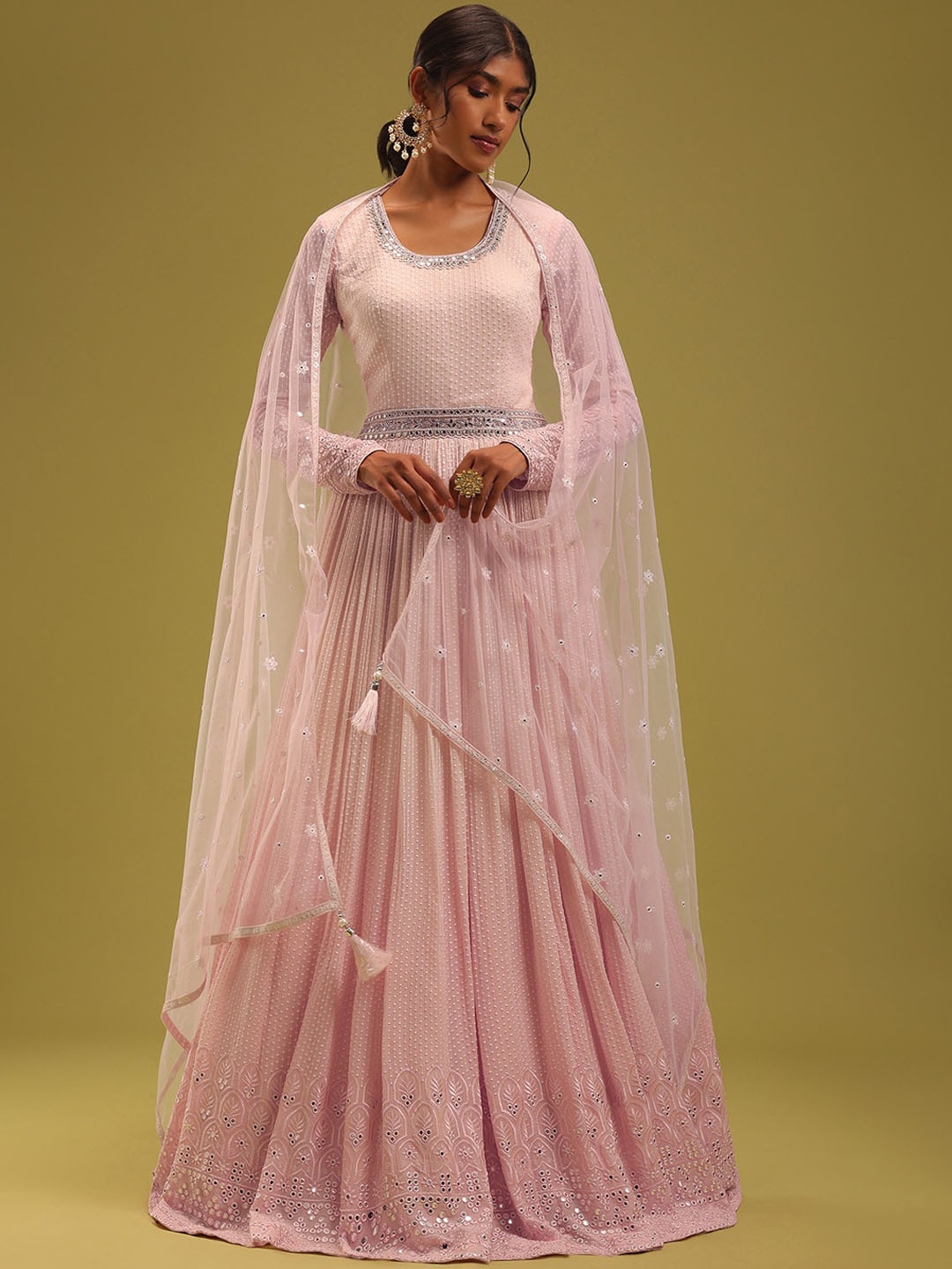 KALKI Fashion Floral Embroidered Mirror Work Anarkali Kurta With Leggings & Dupatta, Pink
KALKI Fashion Floral Embroidered Mirror Work Anarkali Kurta With Leggings & Dupatta, Pink