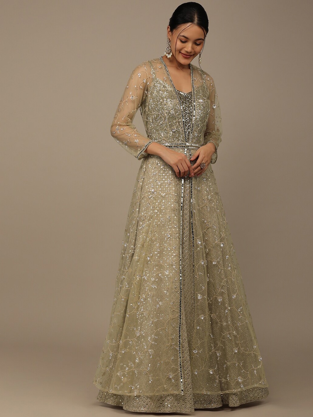 KALKI Fashion Embroidered Shoulder Straps Georgette Fit and Flare Maxi Ethnic Dress, Beige
KALKI Fashion Embroidered Shoulder Straps Georgette Fit and Flare Maxi Ethnic Dress, Beige