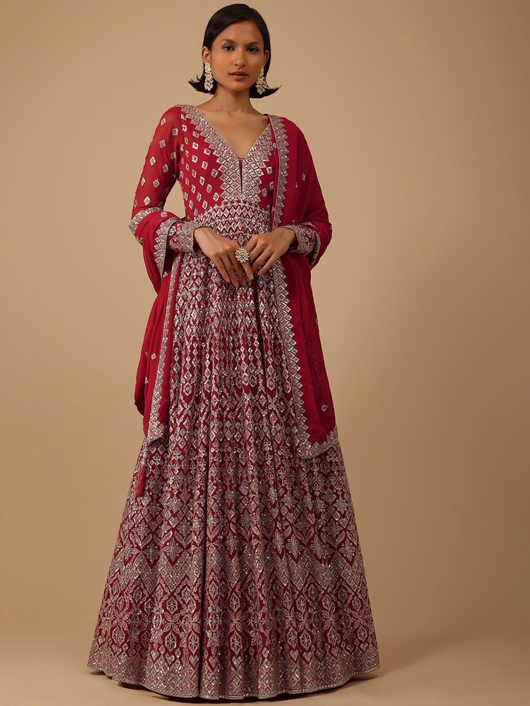 KALKI Fashion Ethnic Motifs Embellished Sequinned Georgette Anarkali Kurta With Dupatta, Red
KALKI Fashion Ethnic Motifs Embellished Sequinned Georgette Anarkali Kurta With Dupatta, Red