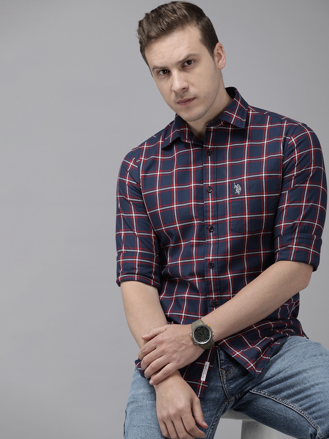 U.S. Polo Assn. Pure Cotton Tailored Fit Tartan Checks Opaque Casual Shirt, Navy blue
U.S. Polo Assn. Pure Cotton Tailored Fit Tartan Checks Opaque Casual Shirt, Navy blue