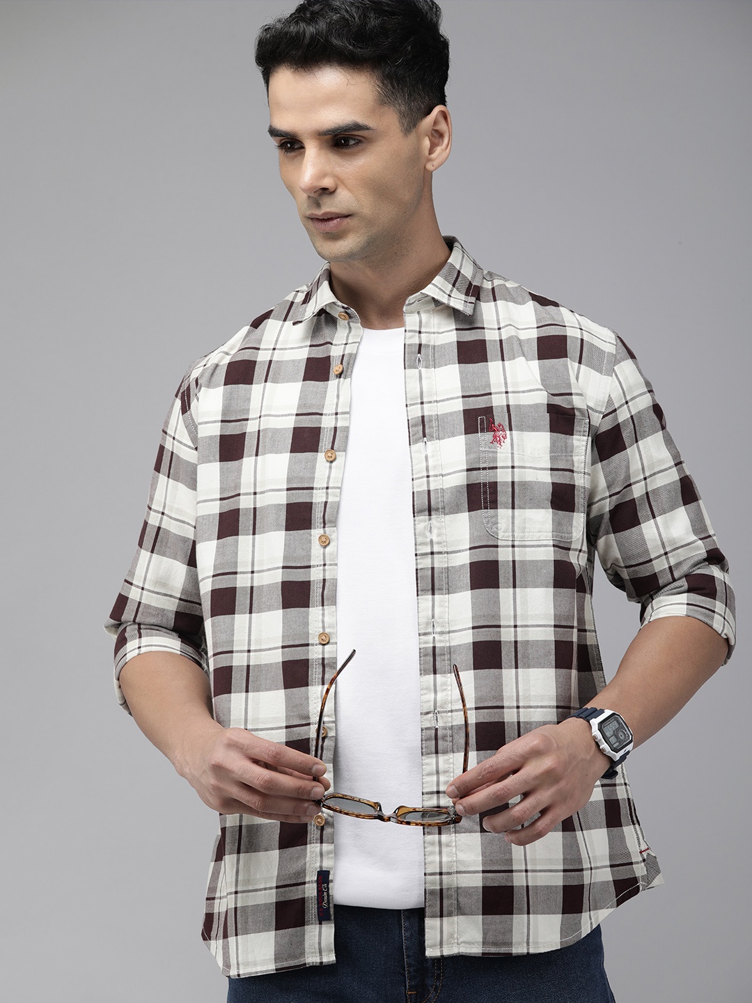 U.S. Polo Assn. Denim Co. Pure Cotton Slim Fit Opaque Checked Casual Shirt, Coffee brown
U.S. Polo Assn. Denim Co. Pure Cotton Slim Fit Opaque Checked Casual Shirt, Coffee brown