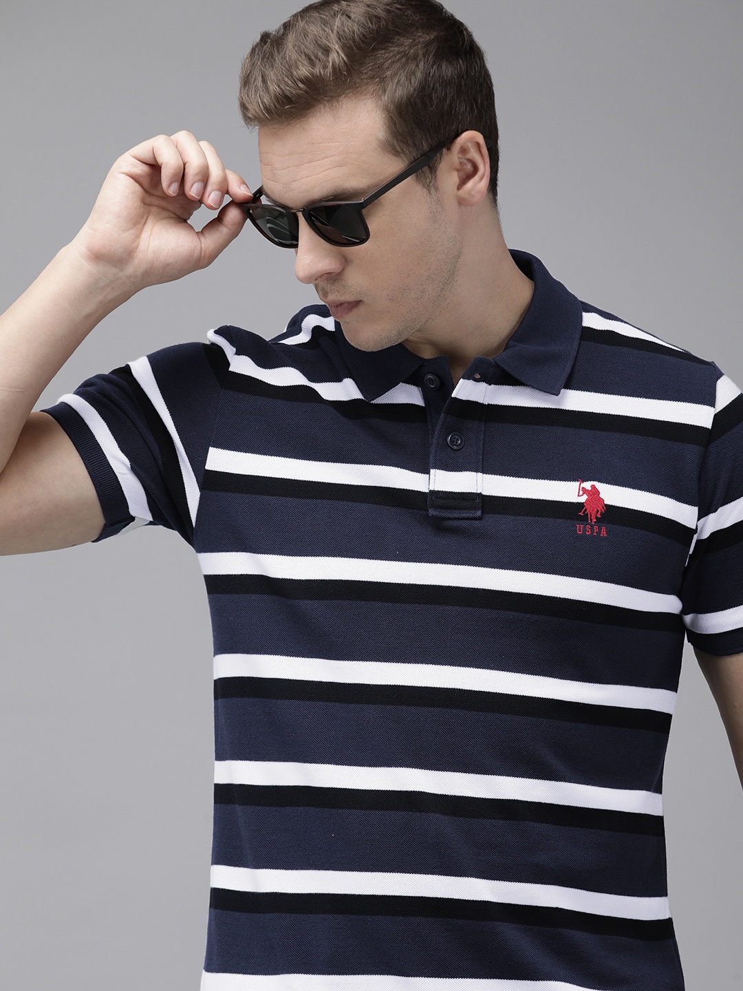 U.S. Polo Assn. Striped Embroidered Polo Collar Pure Cotton Slim Fit T-shirt, Navy blue
U.S. Polo Assn. Striped Embroidered Polo Collar Pure Cotton Slim Fit T-shirt, Navy blue