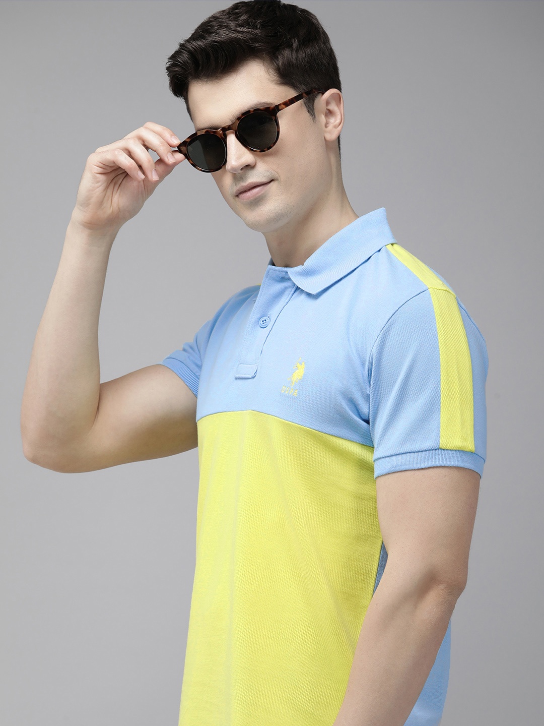 U.S. Polo Assn. Colourblocked & Embroidered Polo Collar Pure Cotton Slim Fit T-shirt, Blue
U.S. Polo Assn. Colourblocked & Embroidered Polo Collar Pure Cotton Slim Fit T-shirt, Blue