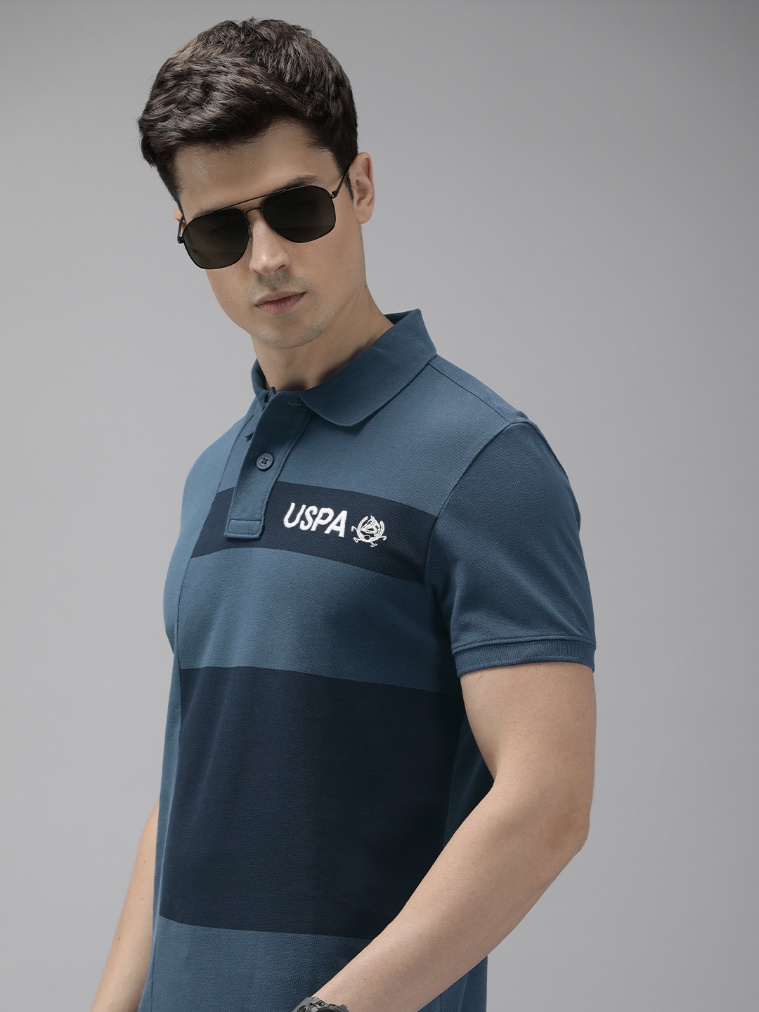 U.S. Polo Assn. Denim Co. Colourblocked Polo Collar Pure Cotton Slim Fit T-shirt, Blue
U.S. Polo Assn. Denim Co. Colourblocked Polo Collar Pure Cotton Slim Fit T-shirt, Blue