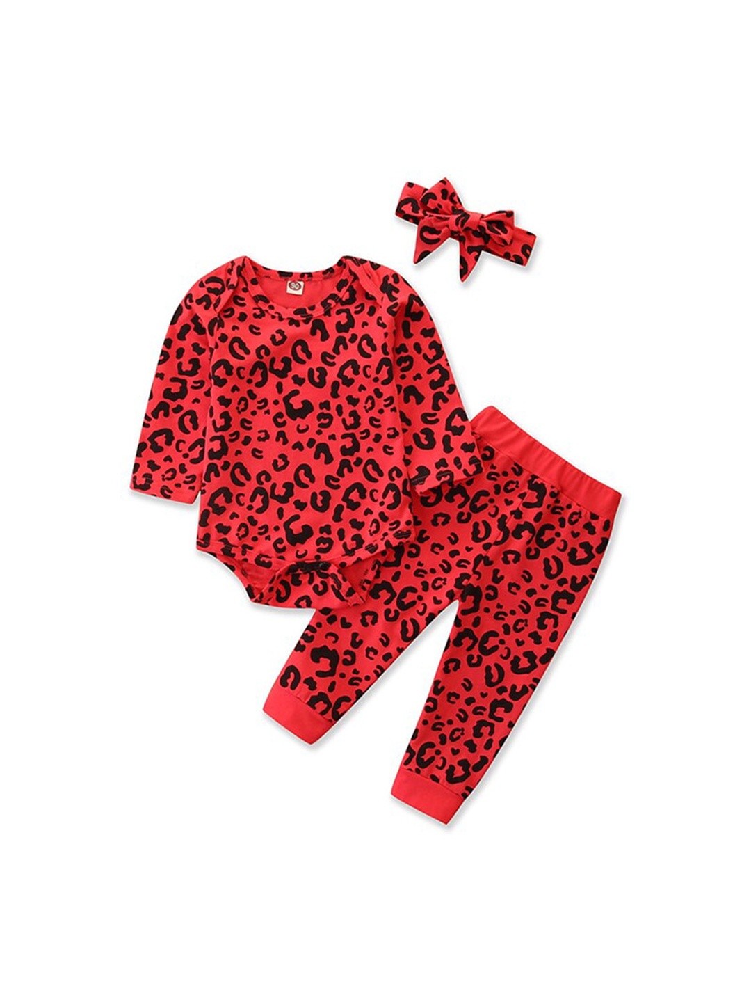 StyleCast Infants Girls Red & Black Printed T Shirt With Trousers