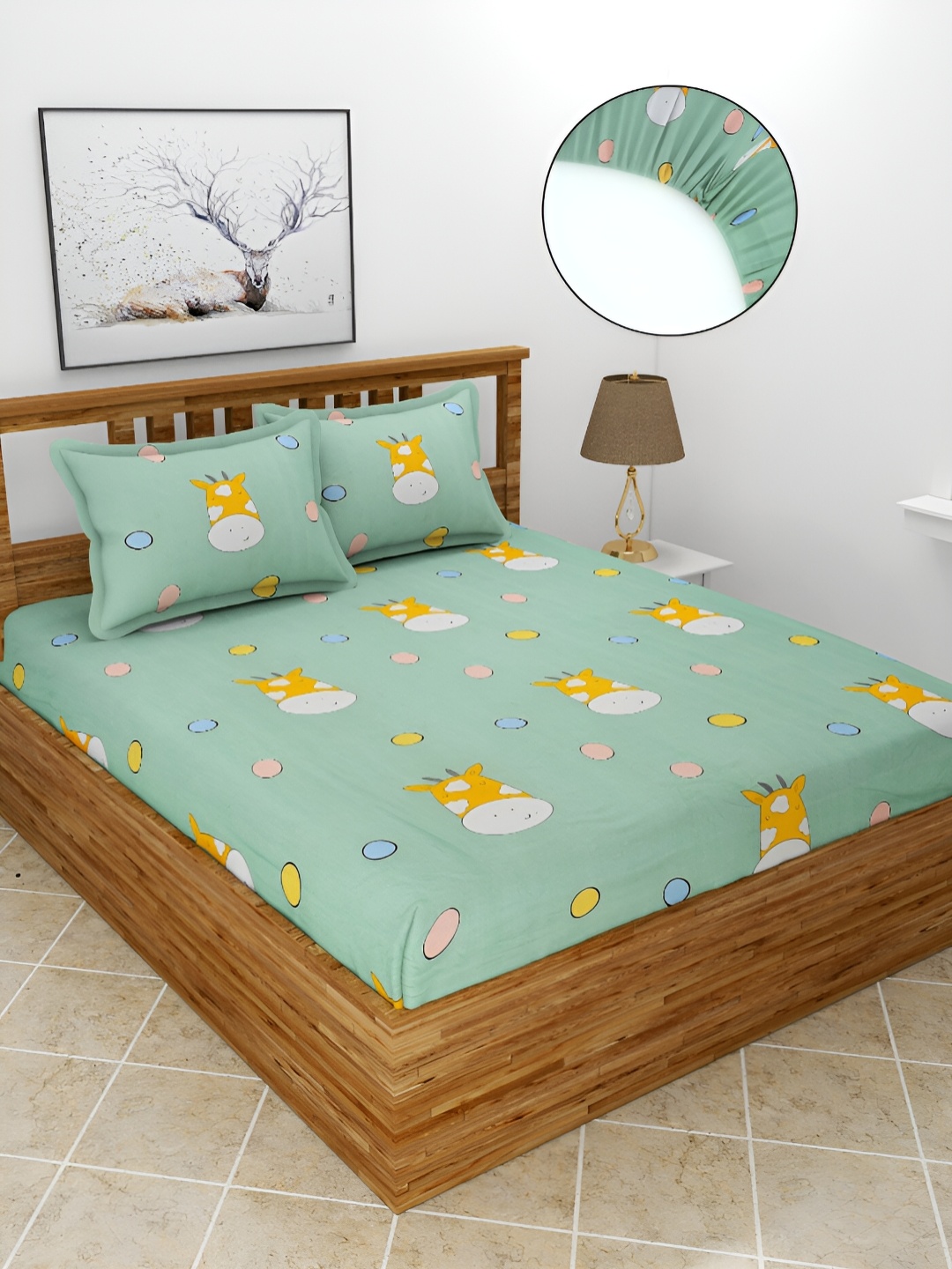 BREVARD Green Cartoon Characters Polycotton Fitted 210 TC Queen Bedsheet & 2 Pillow Covers
BREVARD Green Cartoon Characters Polycotton Fitted 210 TC Queen Bedsheet & 2 Pillow Covers