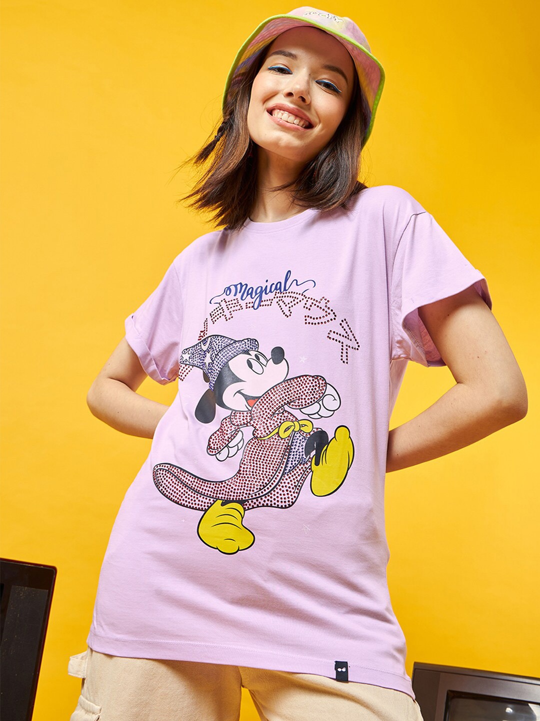 Bewakoof Mickey Mouse Printed Embellished Drop-Shoulder Sleeves Relaxed Fit Cotton T-shirt, Purple
Bewakoof Mickey Mouse Printed Embellished Drop-Shoulder Sleeves Relaxed Fit Cotton T-shirt, Purple