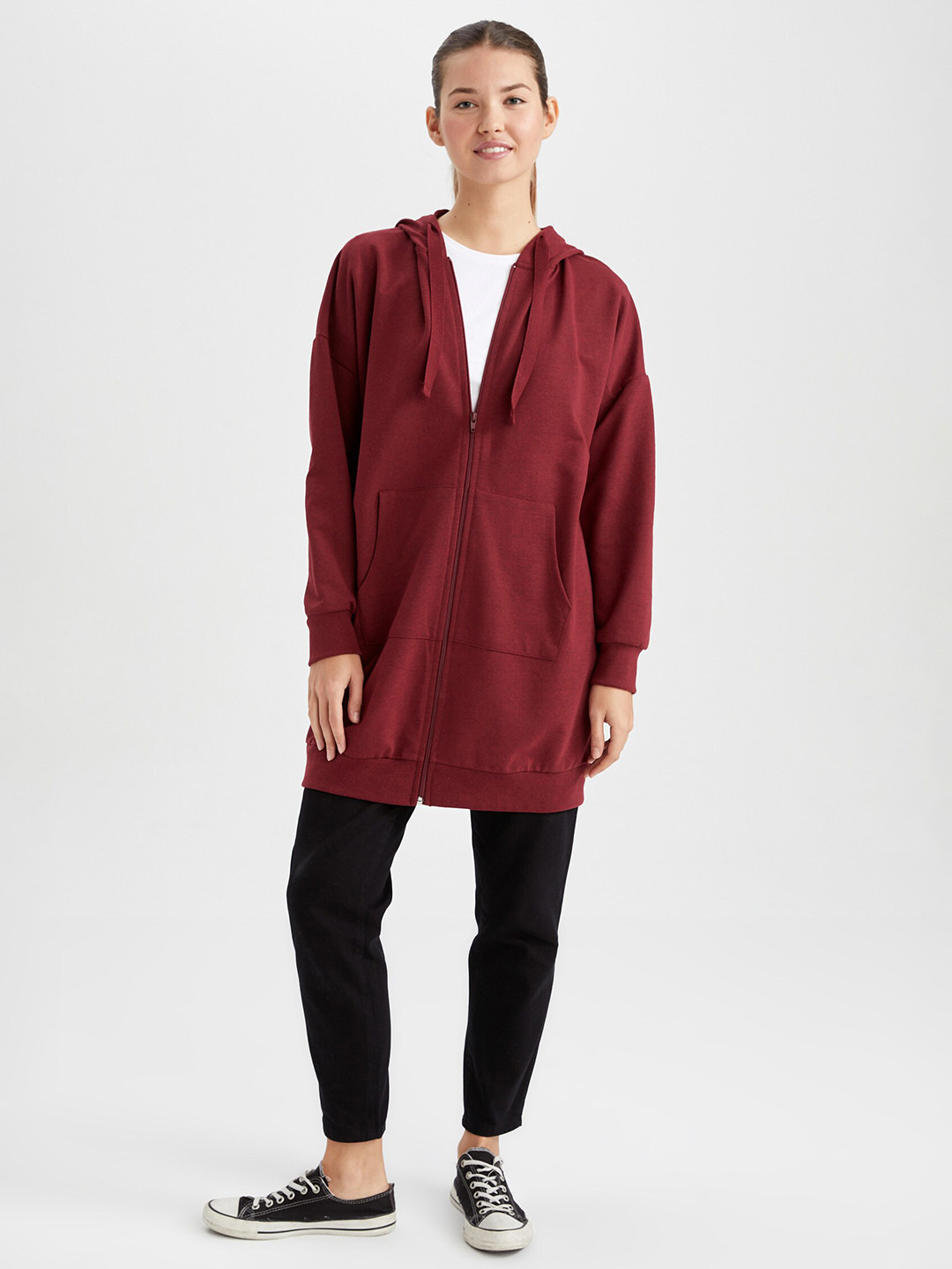 DeFacto Hooded Longline Front-Open Sweatshirt, Maroon
DeFacto Hooded Longline Front-Open Sweatshirt, Maroon