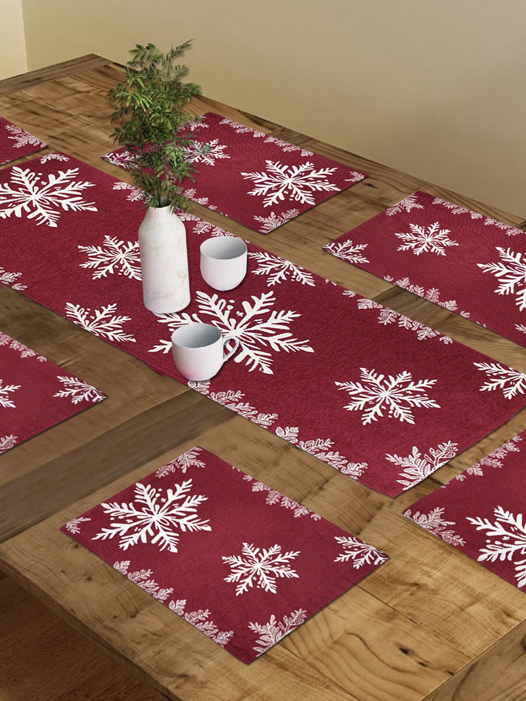 AVI Living 7 Pcs Red & White Snowflakes Christmas Woven Design Table Placemats & Runner
AVI Living 7 Pcs Red & White Snowflakes Christmas Woven Design Table Placemats & Runner