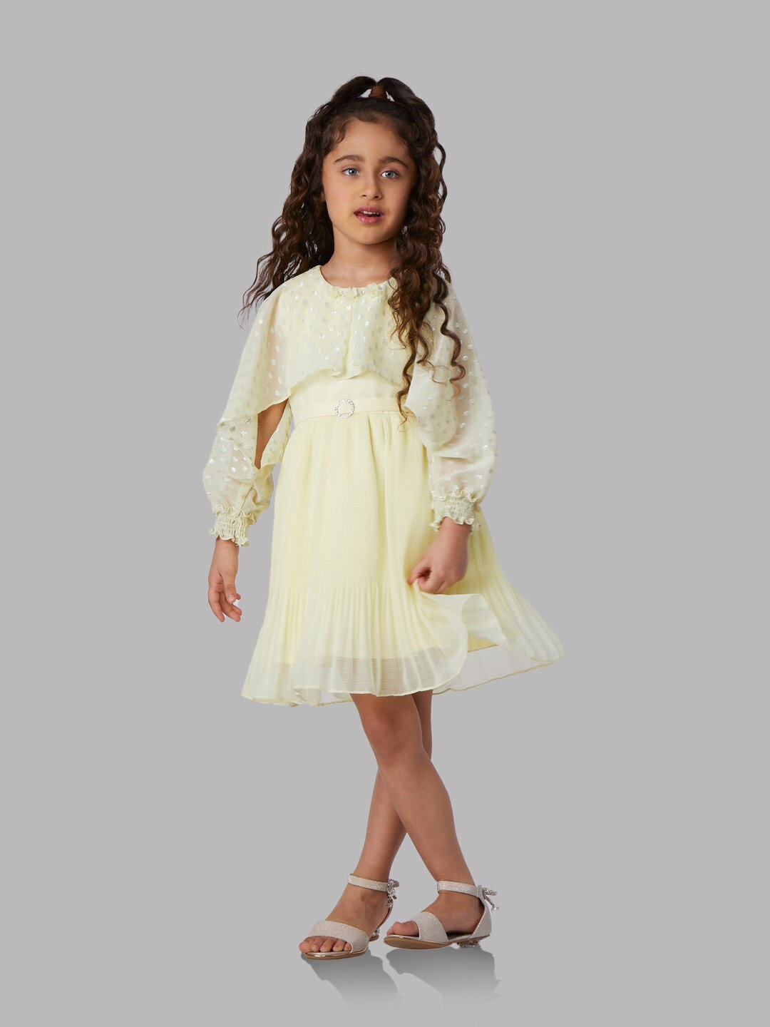 Peppermint Girls Self Design Puff Sleeve Georgette Fit and Flare Dress, Yellow
Peppermint Girls Self Design Puff Sleeve Georgette Fit and Flare Dress, Yellow